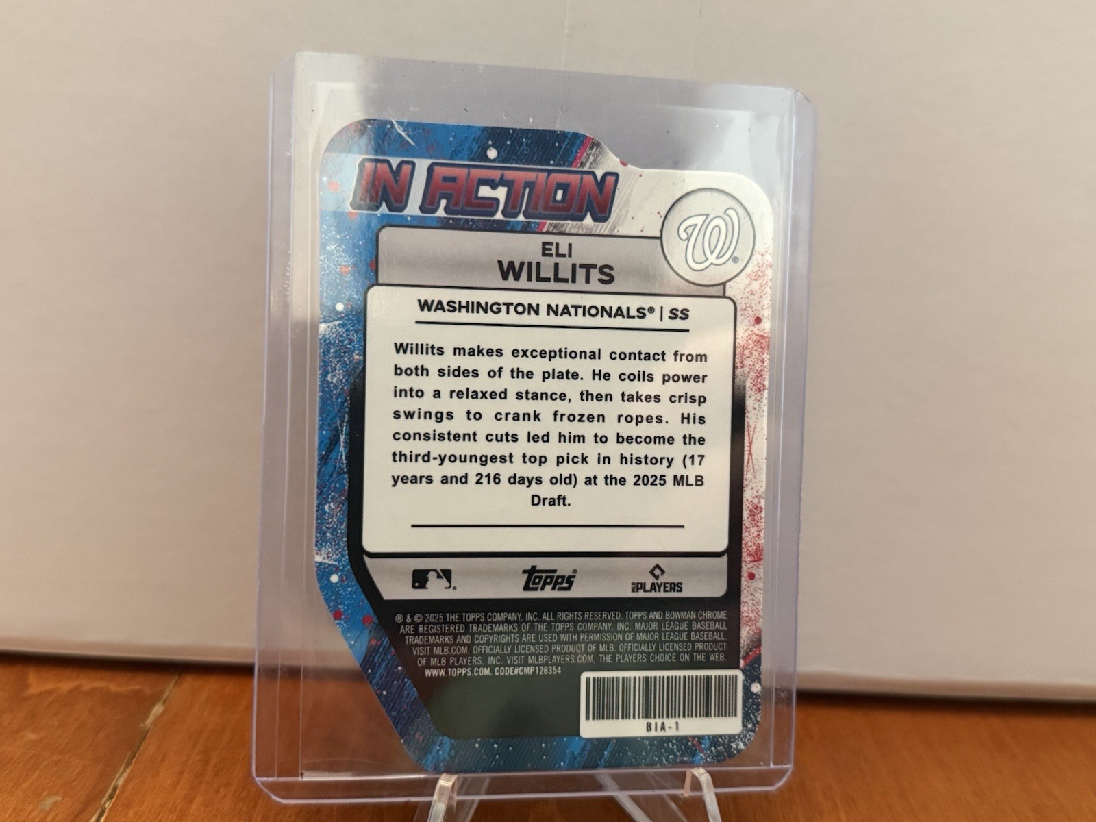 2025 Bowman Draft #BIA-1 Eli Willits Bowman In Action Gold Refractor #/50