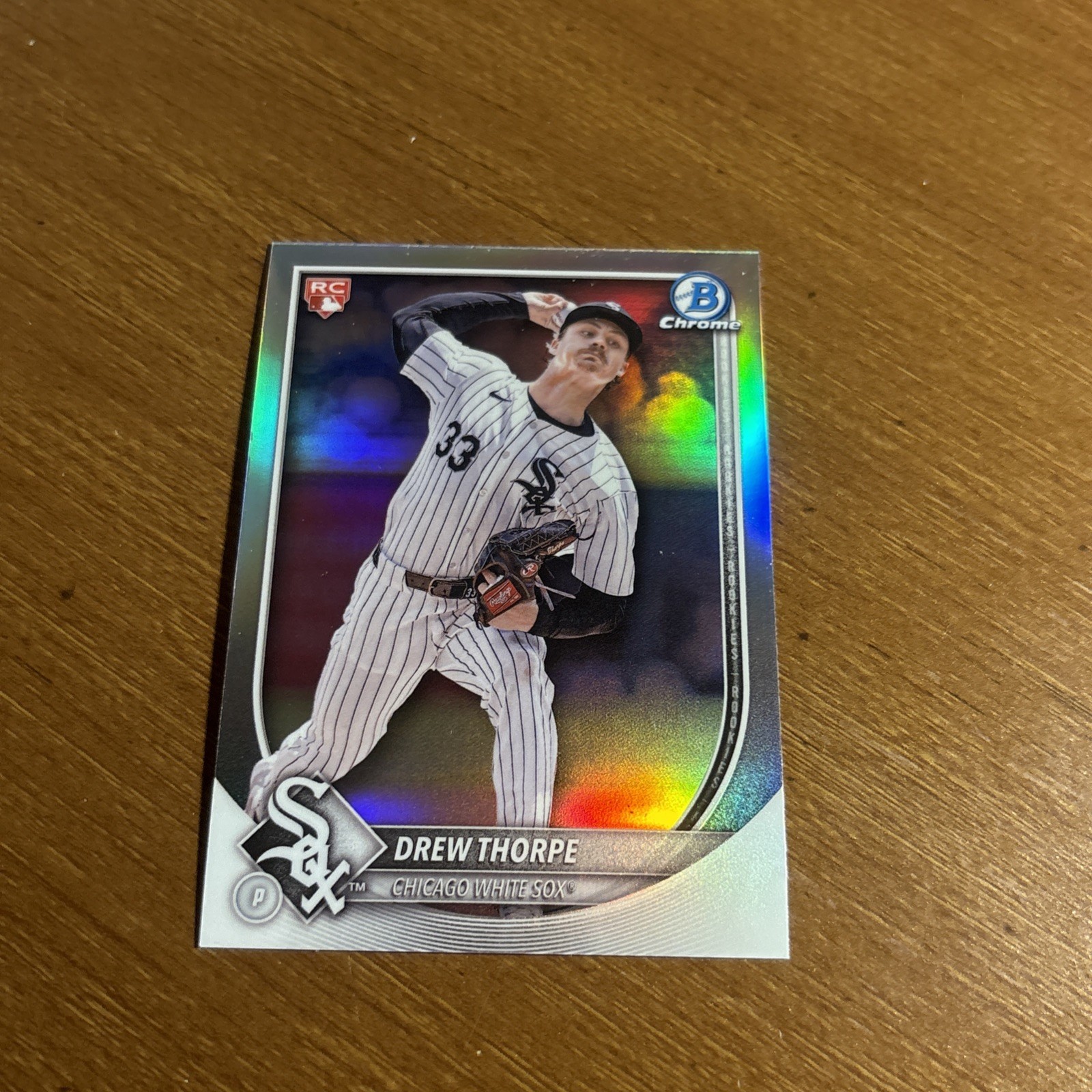 Drew Thorpe Red Refractor Redemption Chrome Rookie 2025 Bowman Card #8 White Sox