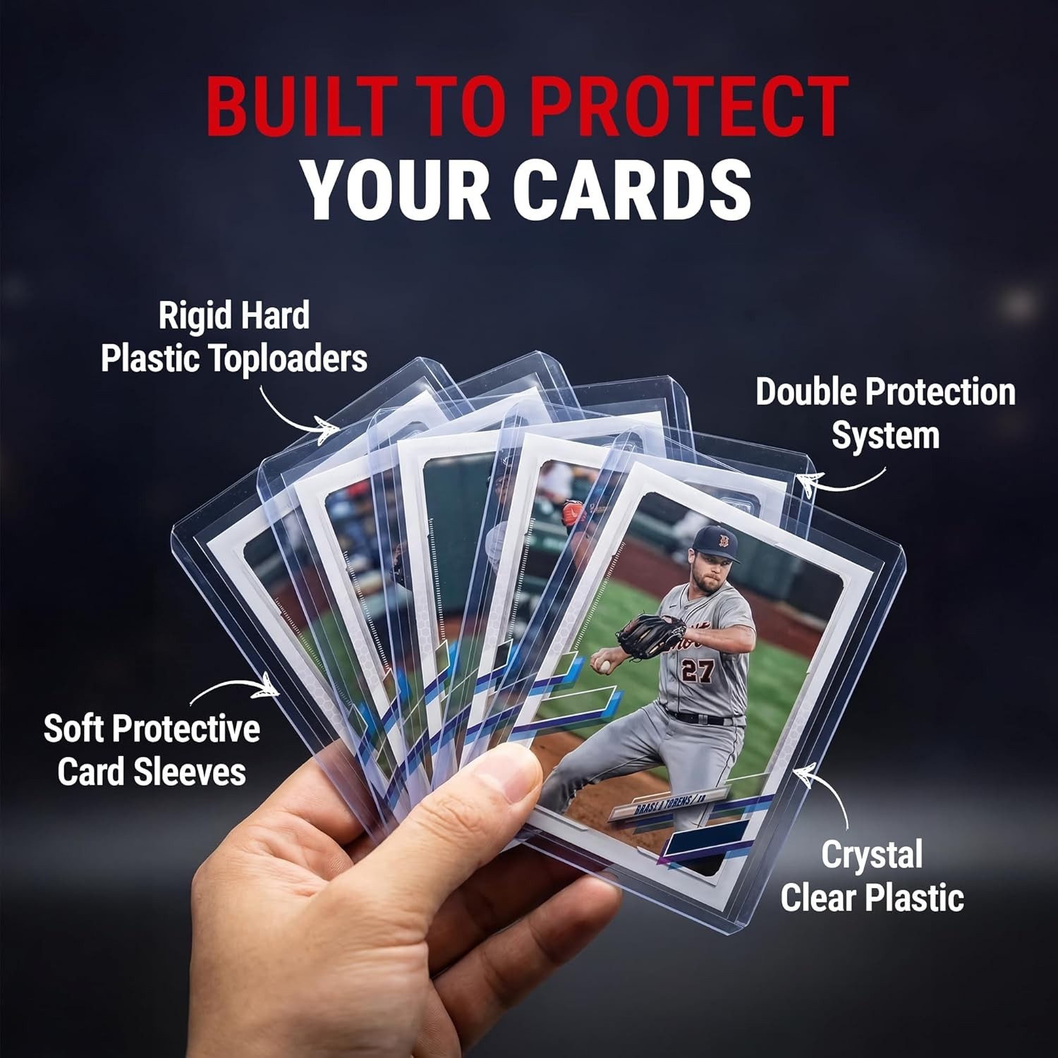 100 Clear Toploaders and Soft Sleeves for Standard Size Trading Cards