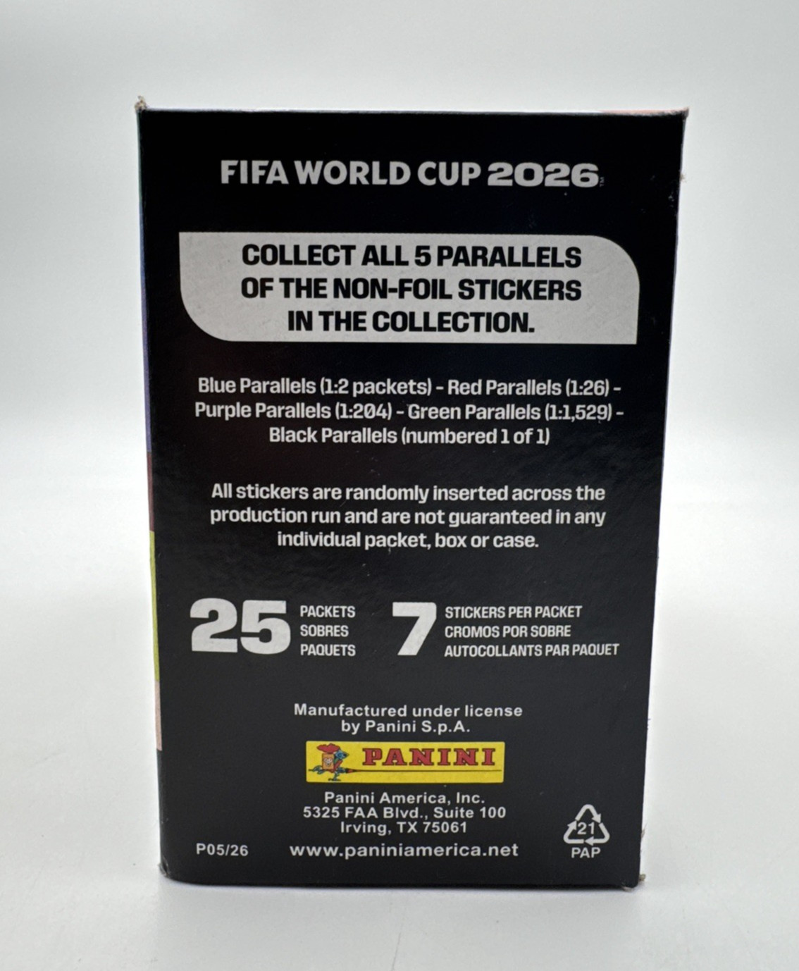 2026 Panini FIFA World Cup Sticker Box Factory Sealed 25 Packs U.S. Edition 2026