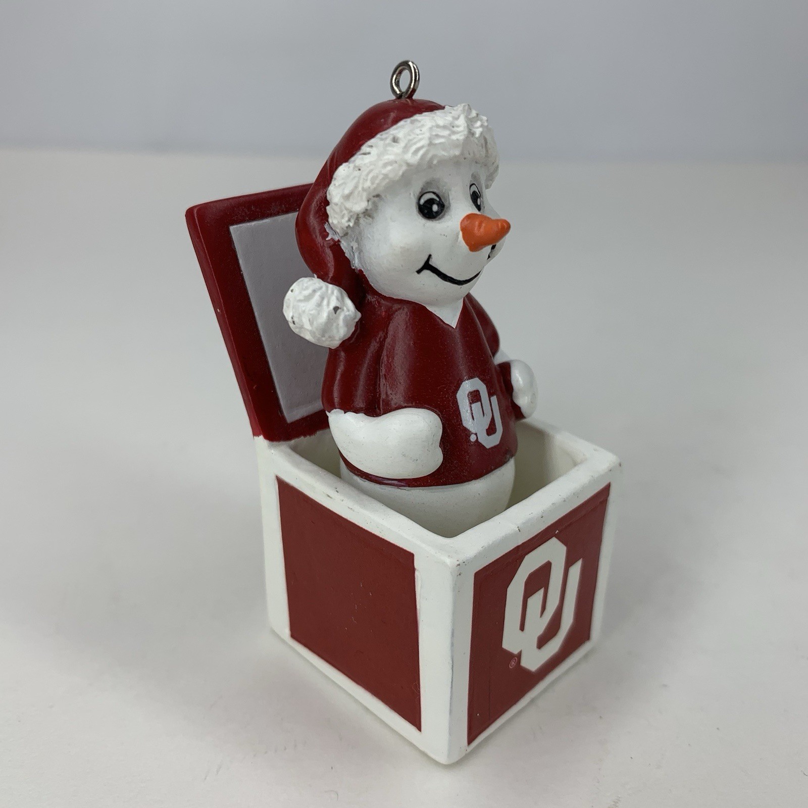 OU Oklahoma Sooners Jack In The Box Christmas Ornament 2.75″ Snowman Decor