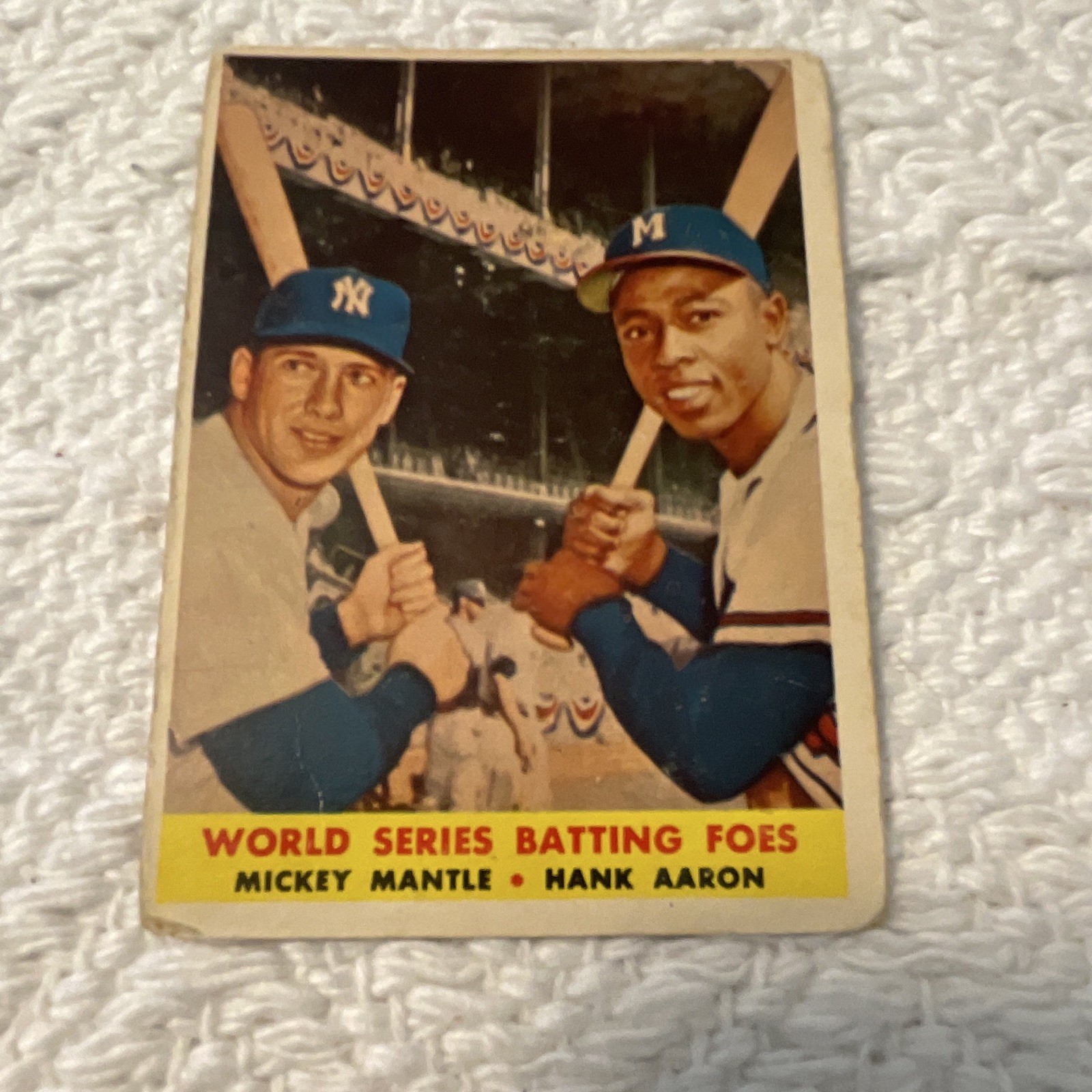 Topps 1958 Topps Mickey Mantle Hank Aaron #418 Yankees Braves MLB Card
