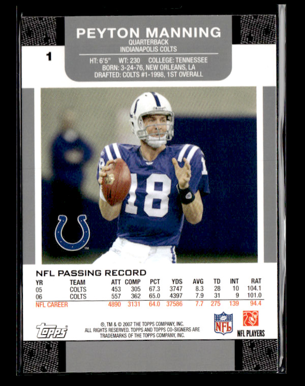 2007 Topps Co-Signers #1 Peyton Manning
