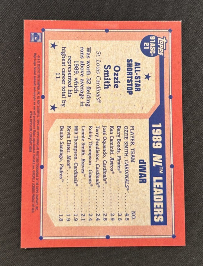 2026 Topps Series 2 Ozzie Smith 1991 Chrome All Star Silver Pack Mojo Cardinals