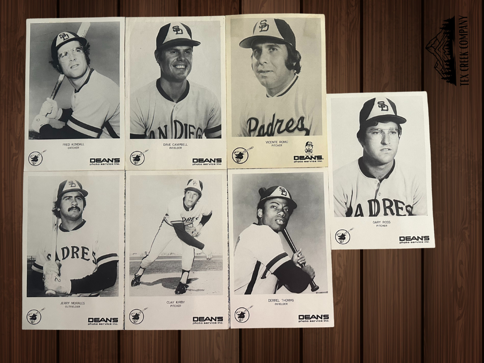 1973 Padres Dean’s Photo Service 5×7 Lot of 7 Campbell Kendall Kirby Vintage