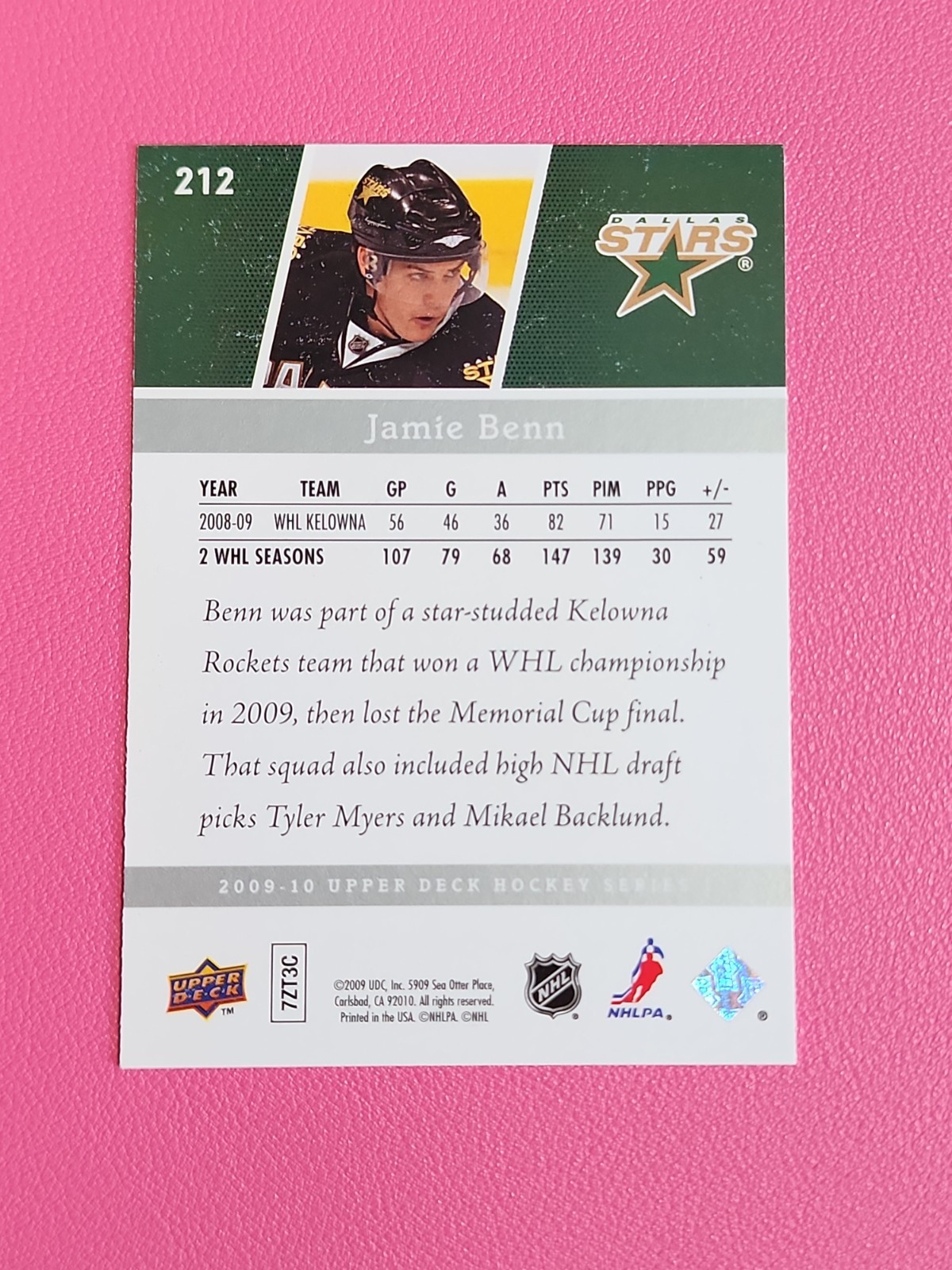 2009-10 Upper Deck Series 1 #212 Jamie Benn Young Guns Rookie