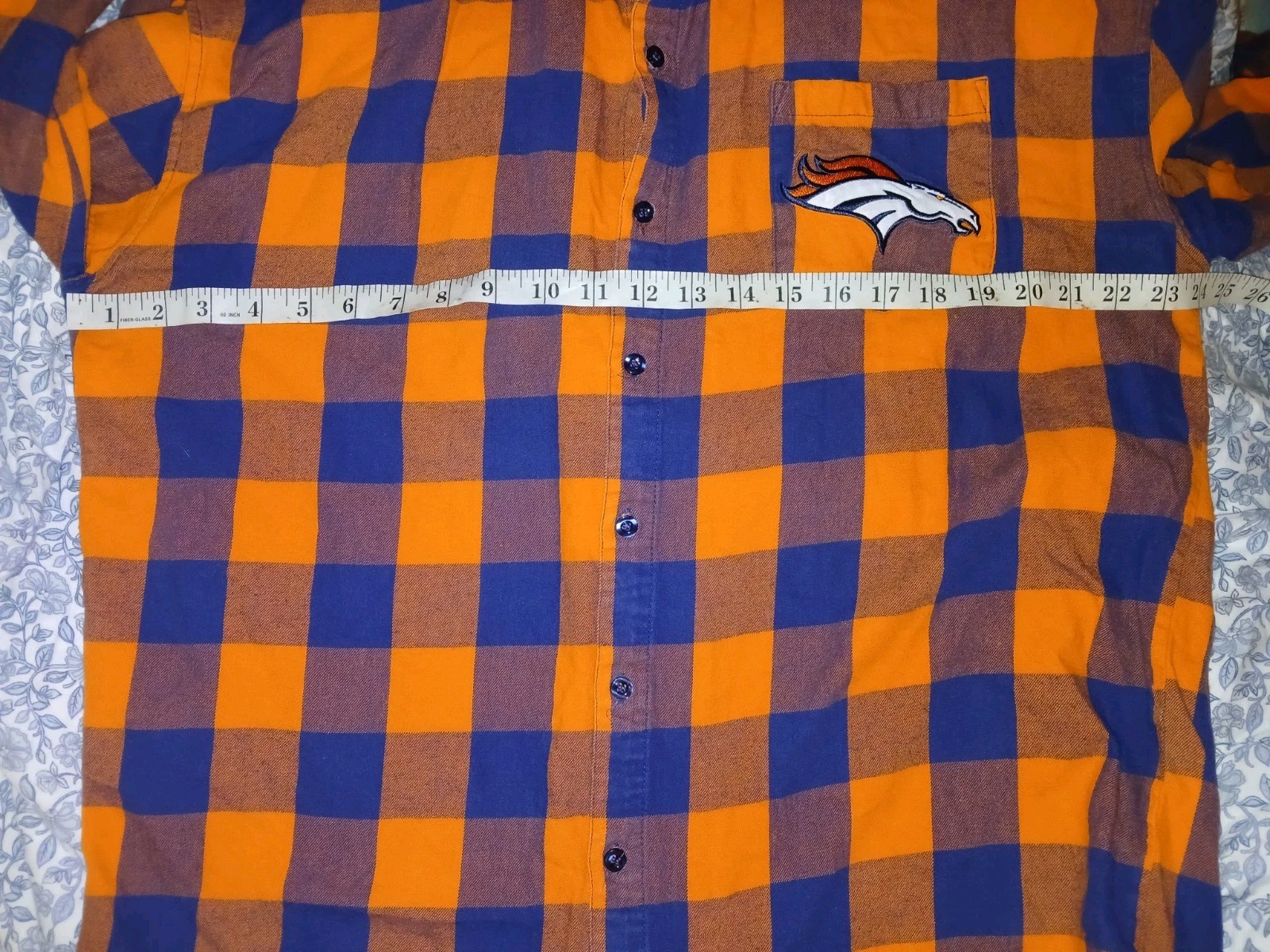 NFL Team Apparel Denver Broncos Men’s Plaid Flannel Long Sleeve Shirt L