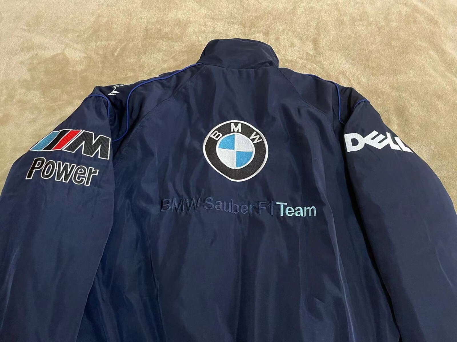 Unisex Adult Racing Navy Jacket Embroidered Patches Cotton Padded M Power M-2XL