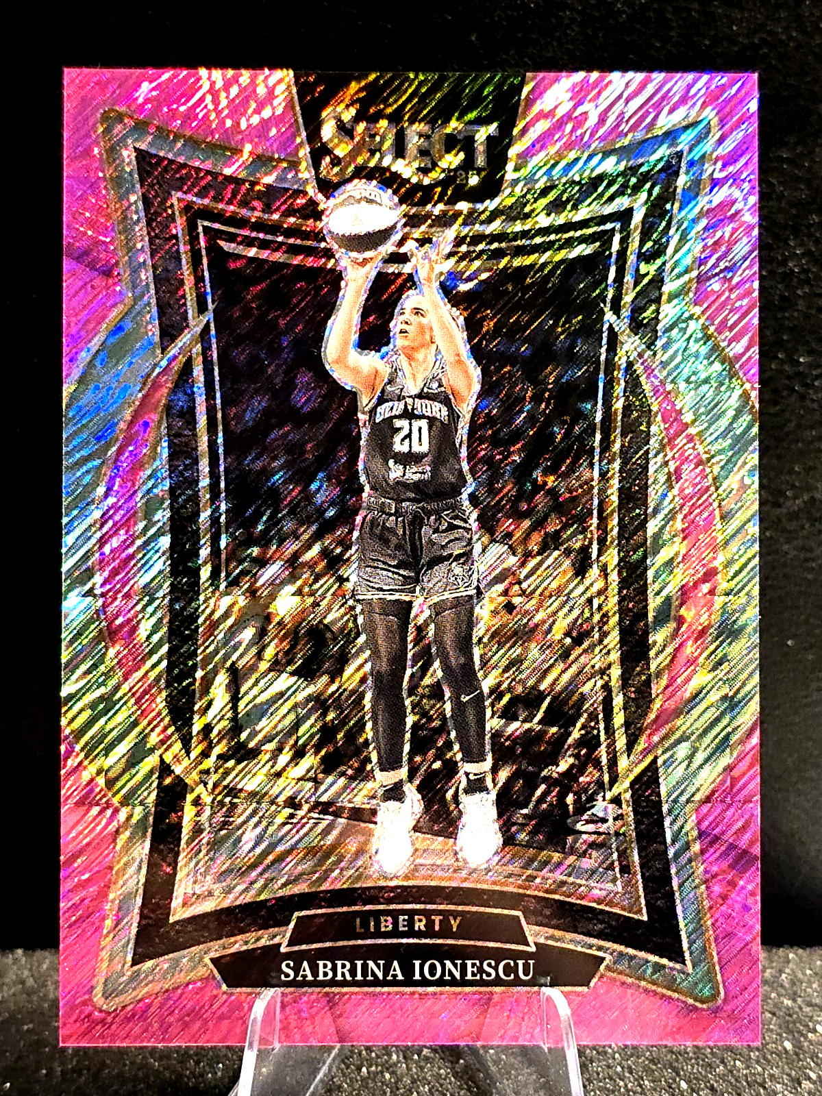2025 Panini Select WNBA #98 Sabrina Ionescu Pink Shimmer Prizm FOTL 1/3 Liberty