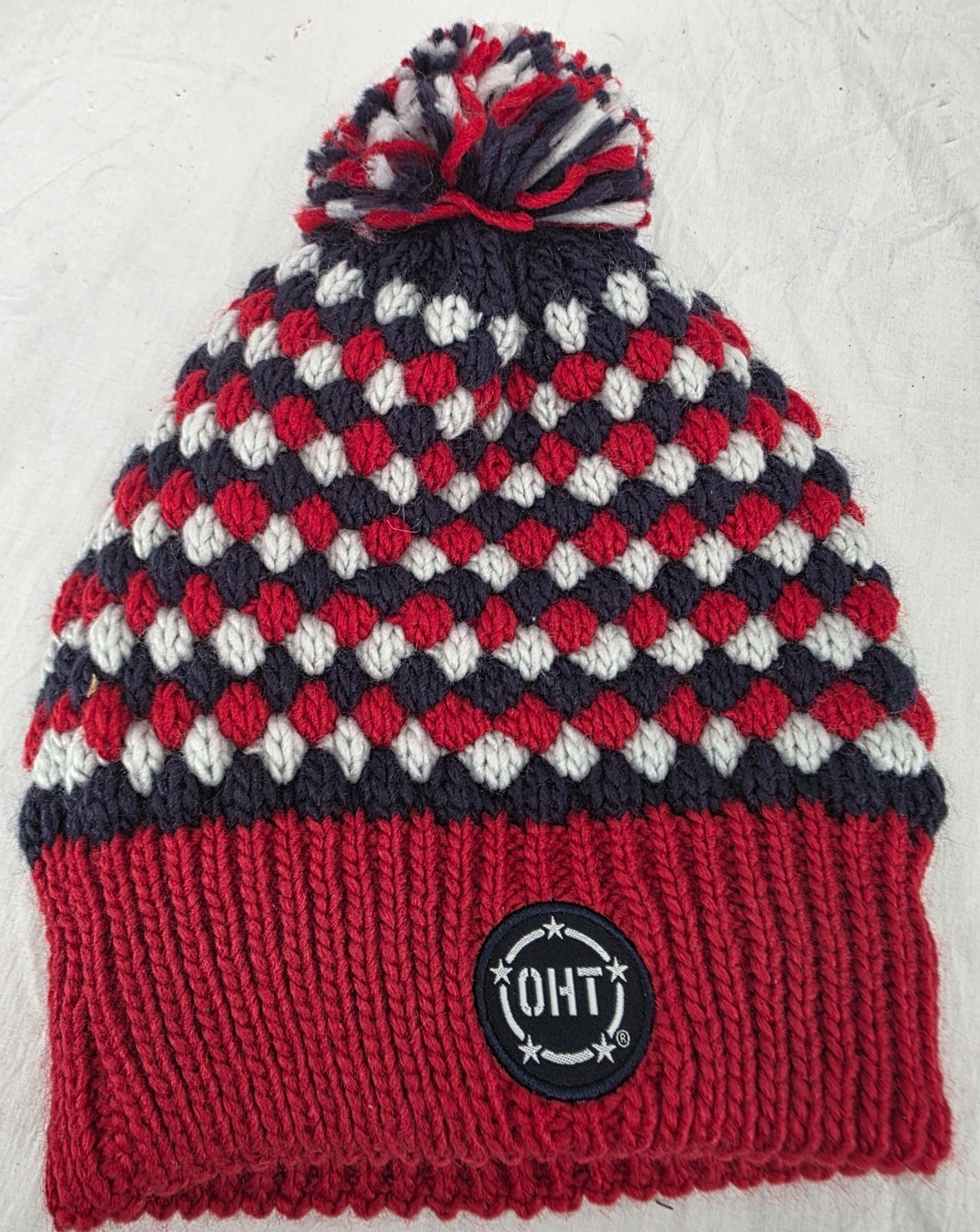 NEW Fresno State Bulldogs Red Navy Colosseum Knit Beanie Cap Pom Stocking Hat OS