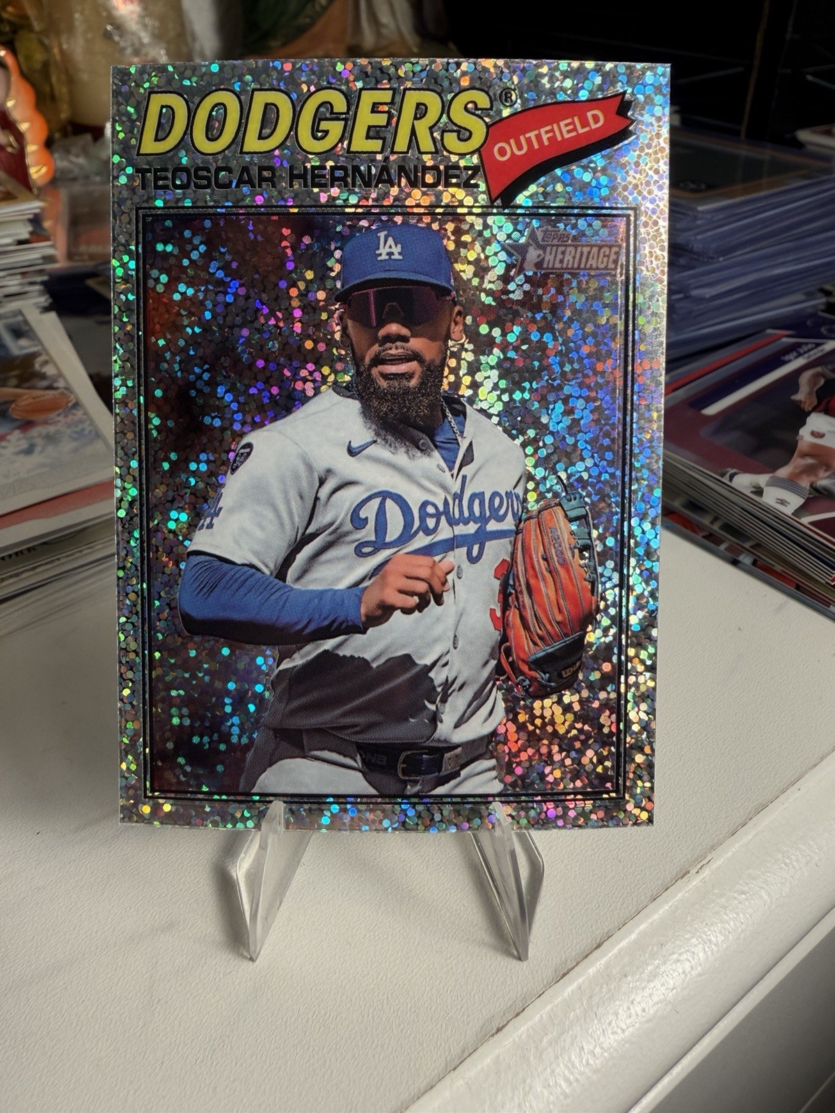 Teoscar Hernandez 2026 Topps Heritage Chrome Silver Sparkle #93 – LA Dodgers