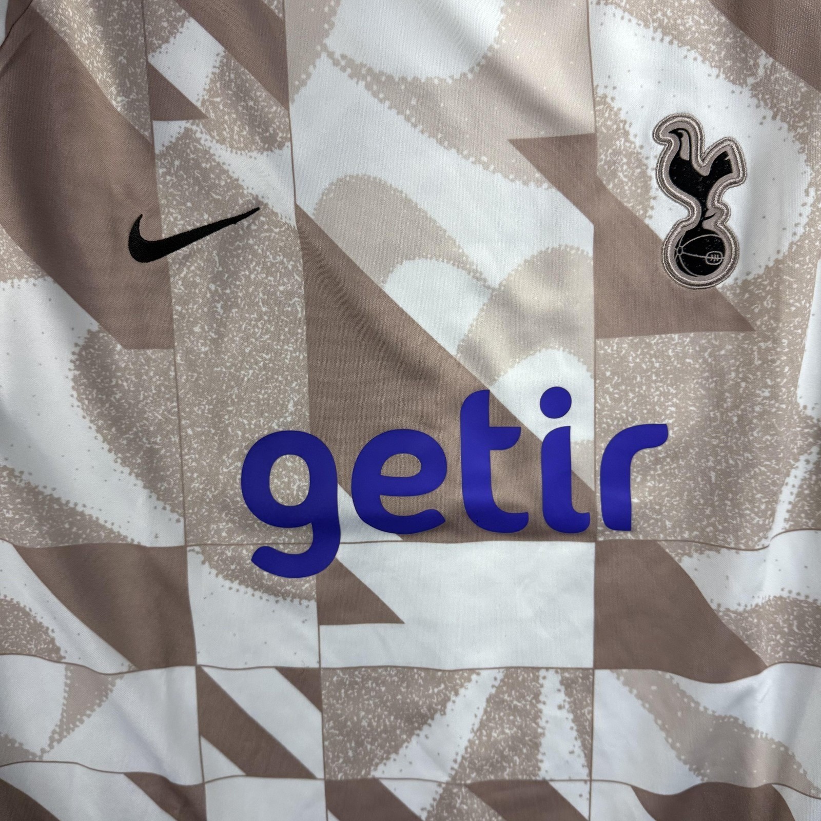 Tottenham Hotspur Jersey Mens 3XL Beige Soccer Nike Dri Fit Getir Long Sleeve
