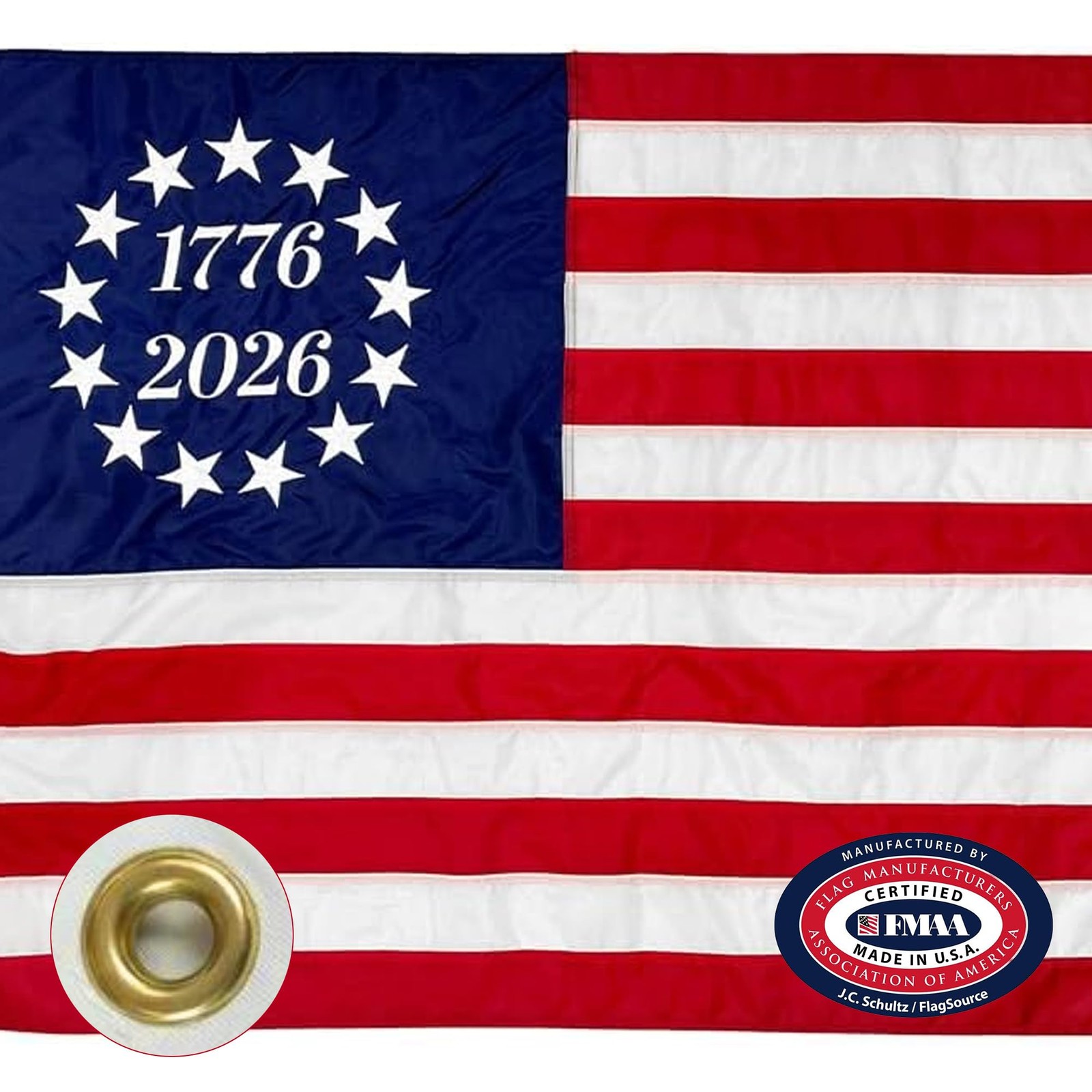 FlagSource Betsy Ross 250th Anniversary Flag Made in USA – 1776 United States