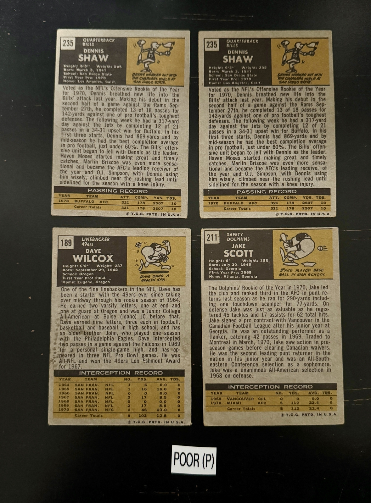 1971 Topps Football Cards 101-263 (P-NM) – You Pick – Complete Your Set
