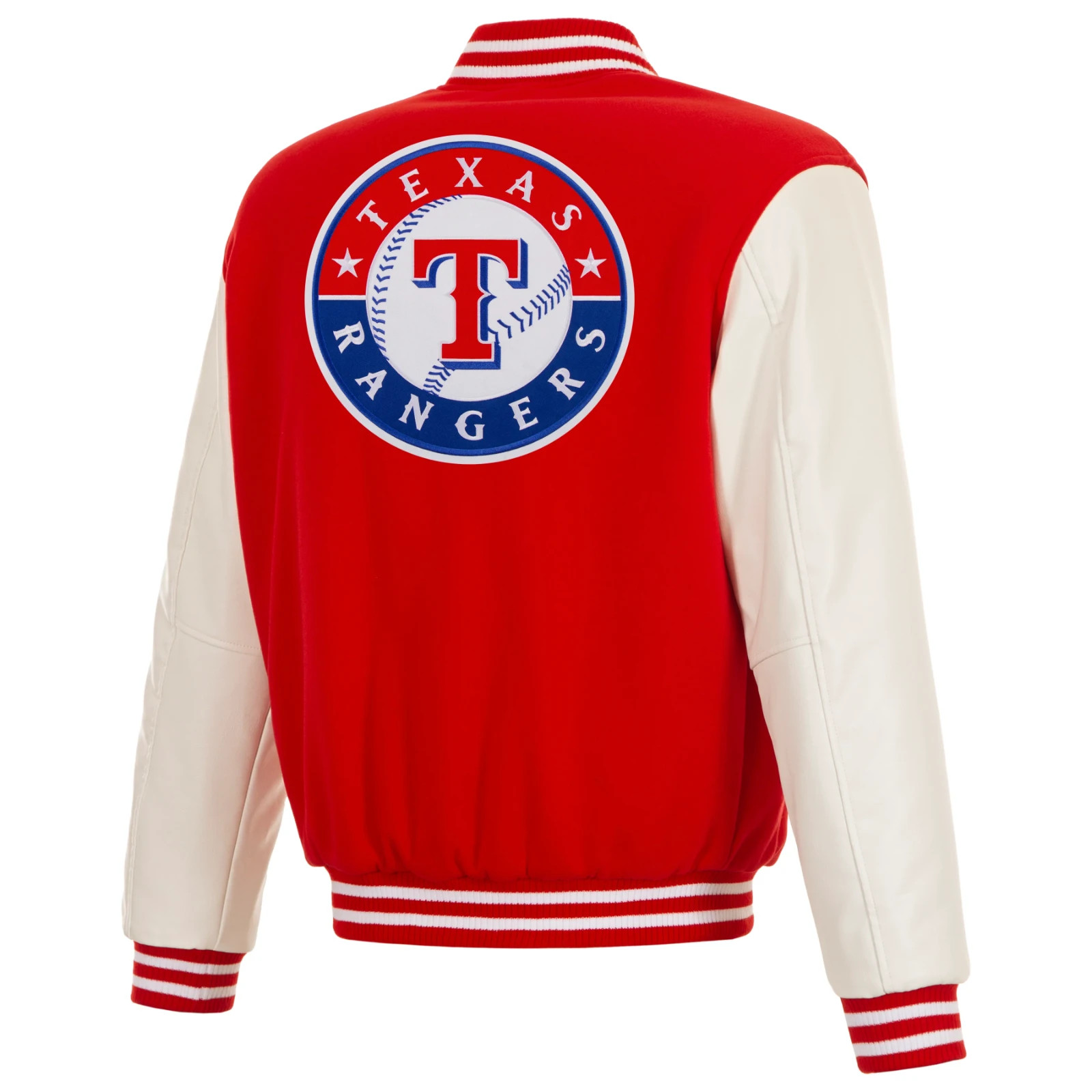 JH Design Texas Rangers Reversible Fleece Knit Collar Full Snap Coat