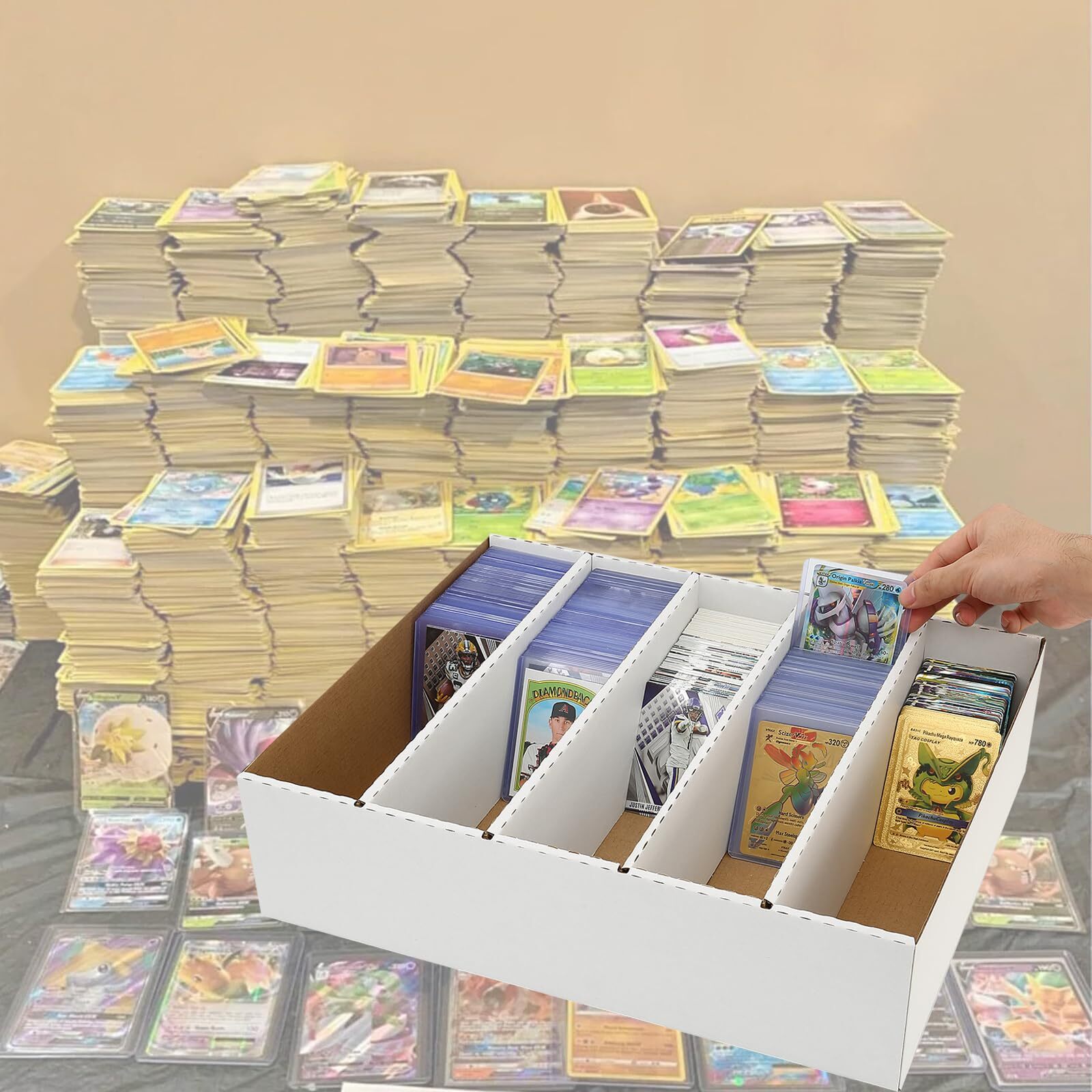 5 Row Trading Card Storage Box Organizer for Collectible Baseball Game Cards
