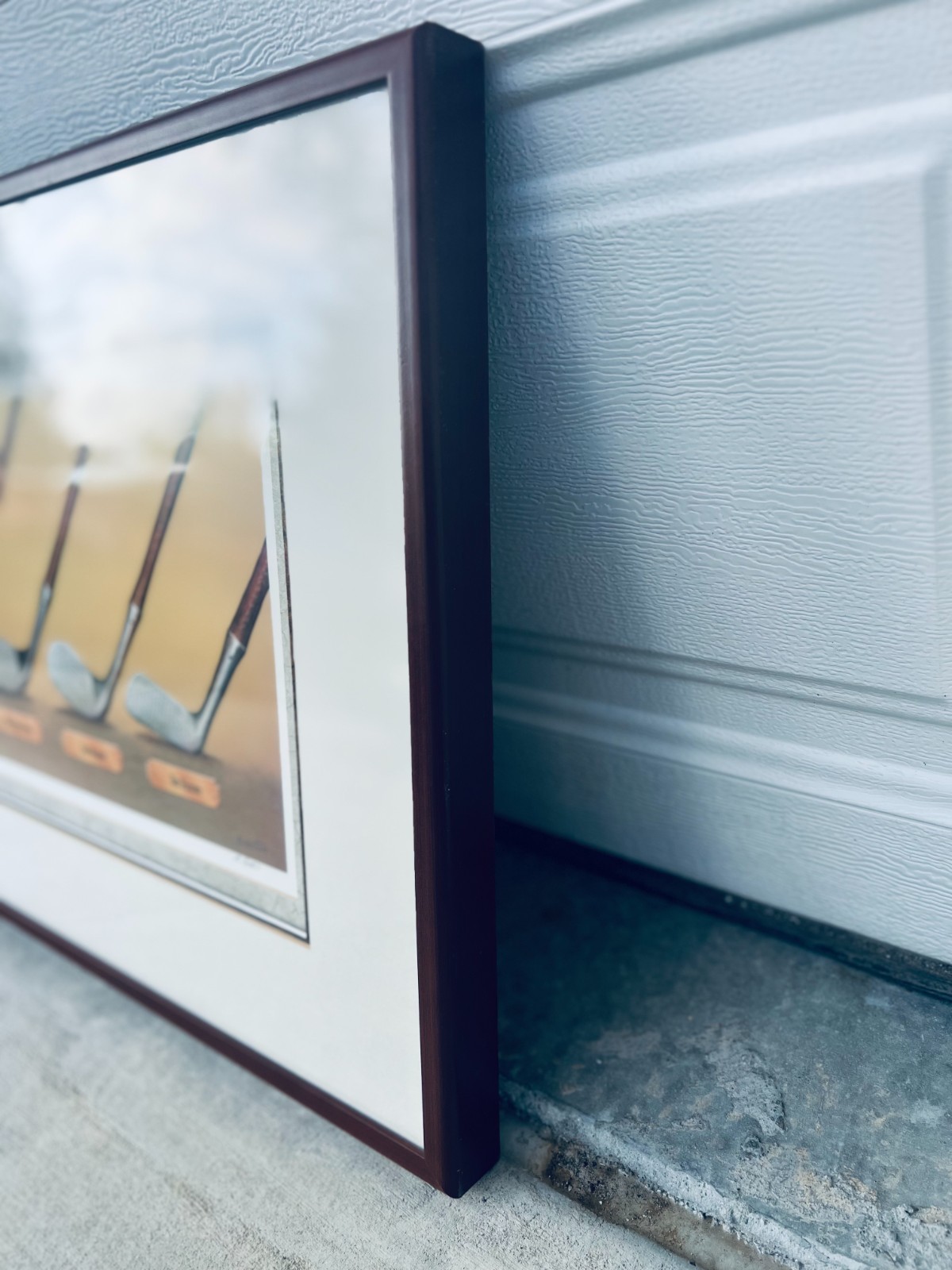 Set of 2 B. Horton Early Swinger Framed Golf Art Prints History of Clubs & Balls