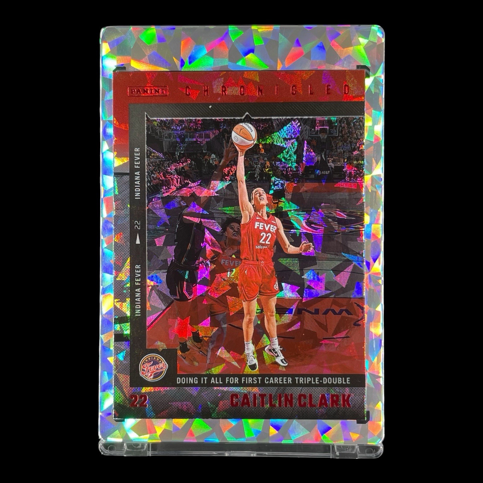 CAITLIN CLARK RARE RED CRACKED ICE HOLO 2025 Panini Chronicled Parallel – Fever