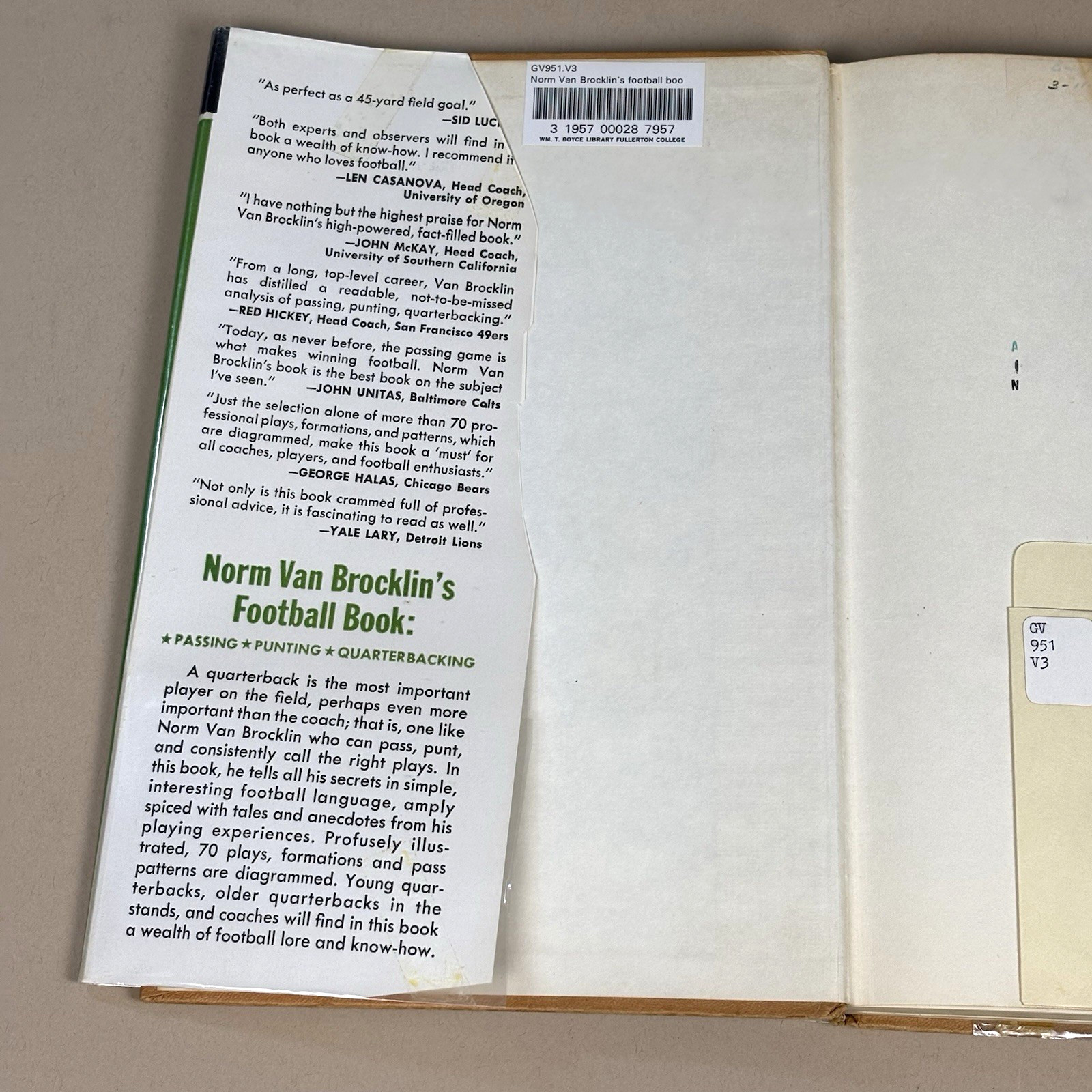 Norm Van Brocklin’s Football Book: Passing, Punting, Quarterbacking-Vtg 1961 HC