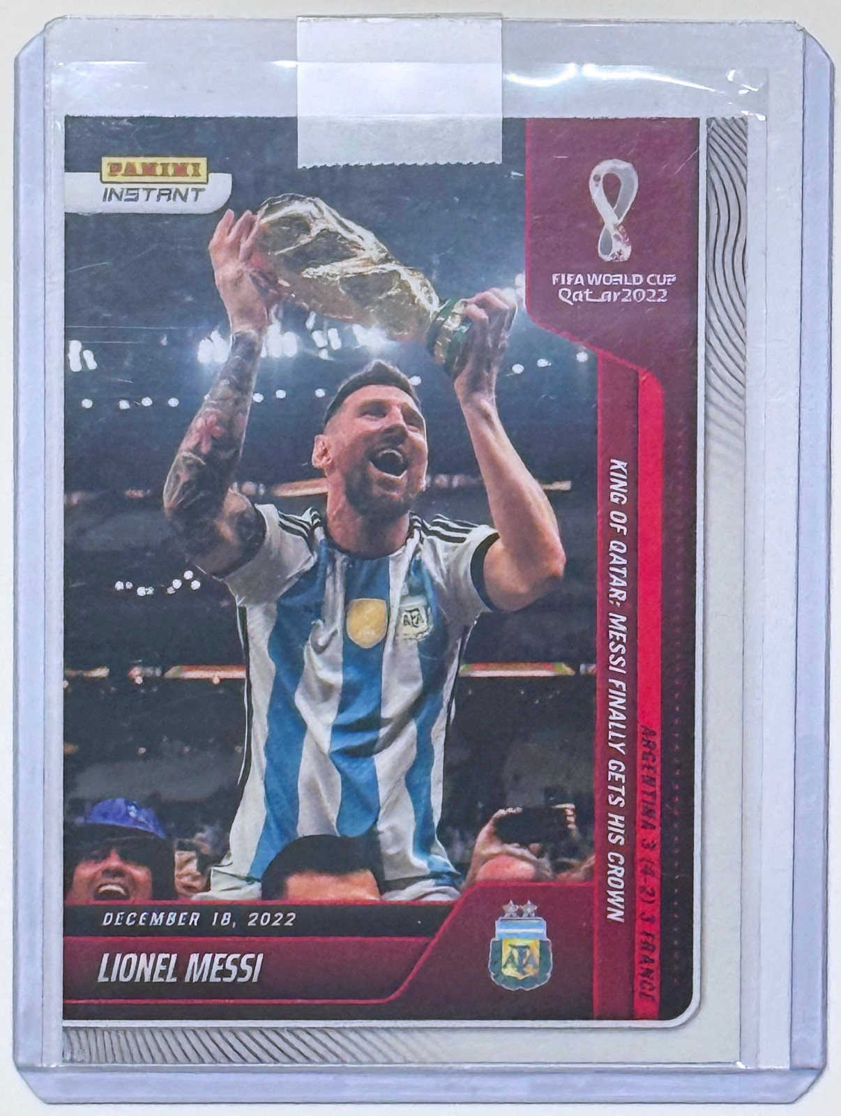 LIONEL MESSI GETS HIS CROWN KING OF QATAR PANINI INSTANT FIFA WORLD CUP CARD 118