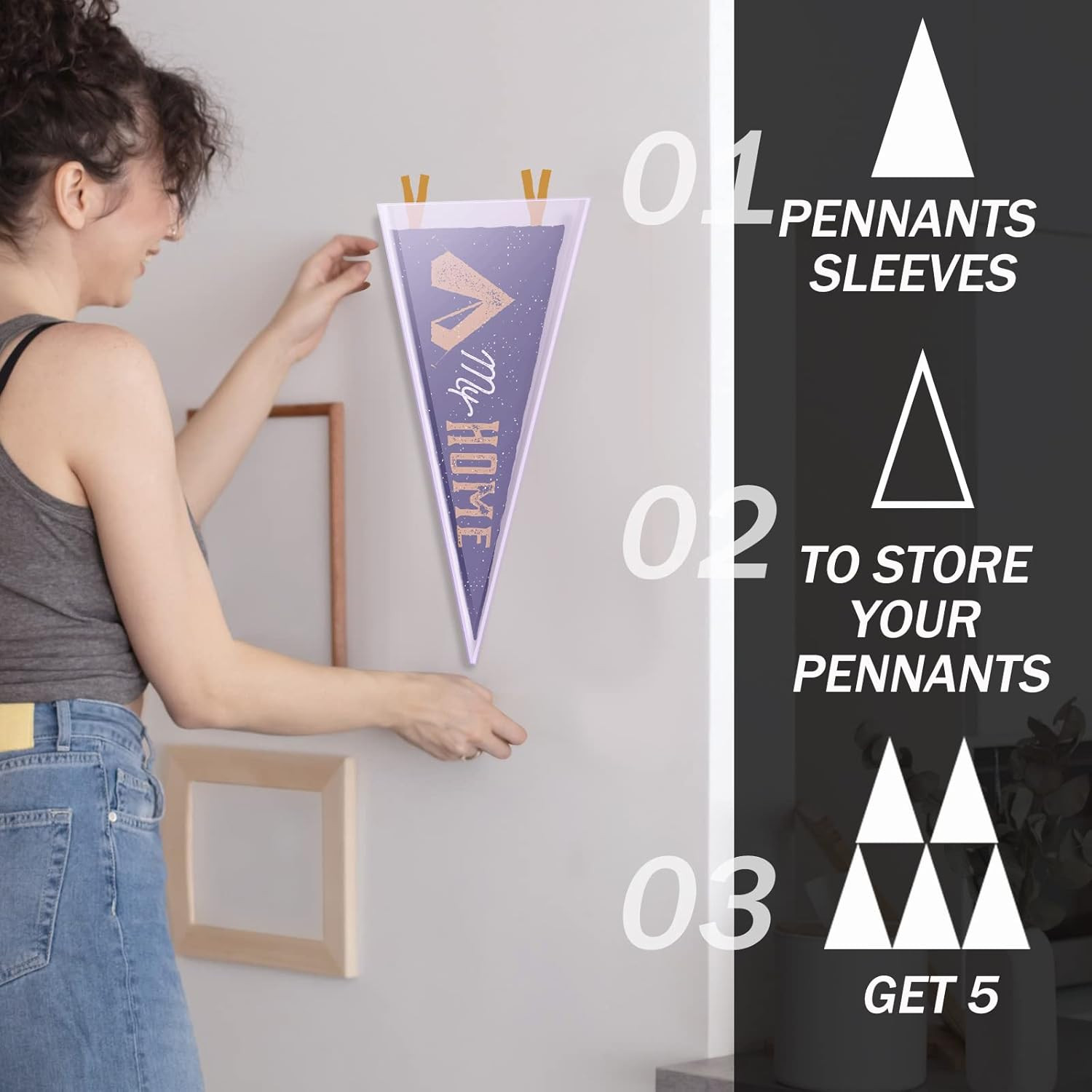 5 Pcs Pennant Holder for 12 X 30 Inches Pennants Clear Hard Rigid Plastic Pennan