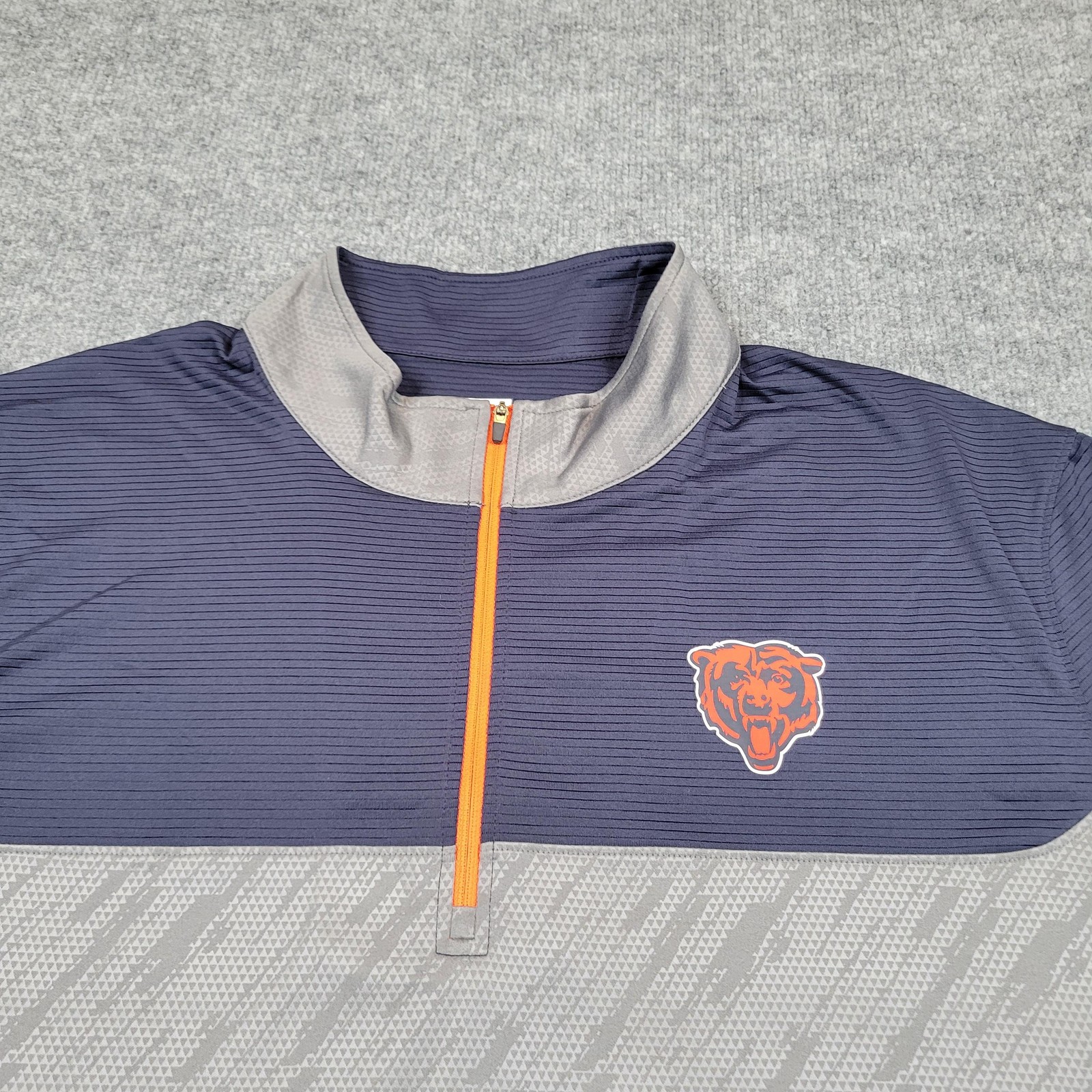 Chicago Bears Shirt Mens 3XL Gray Navy NFL Football 1/4 Zip Top Tee Long Sleeve