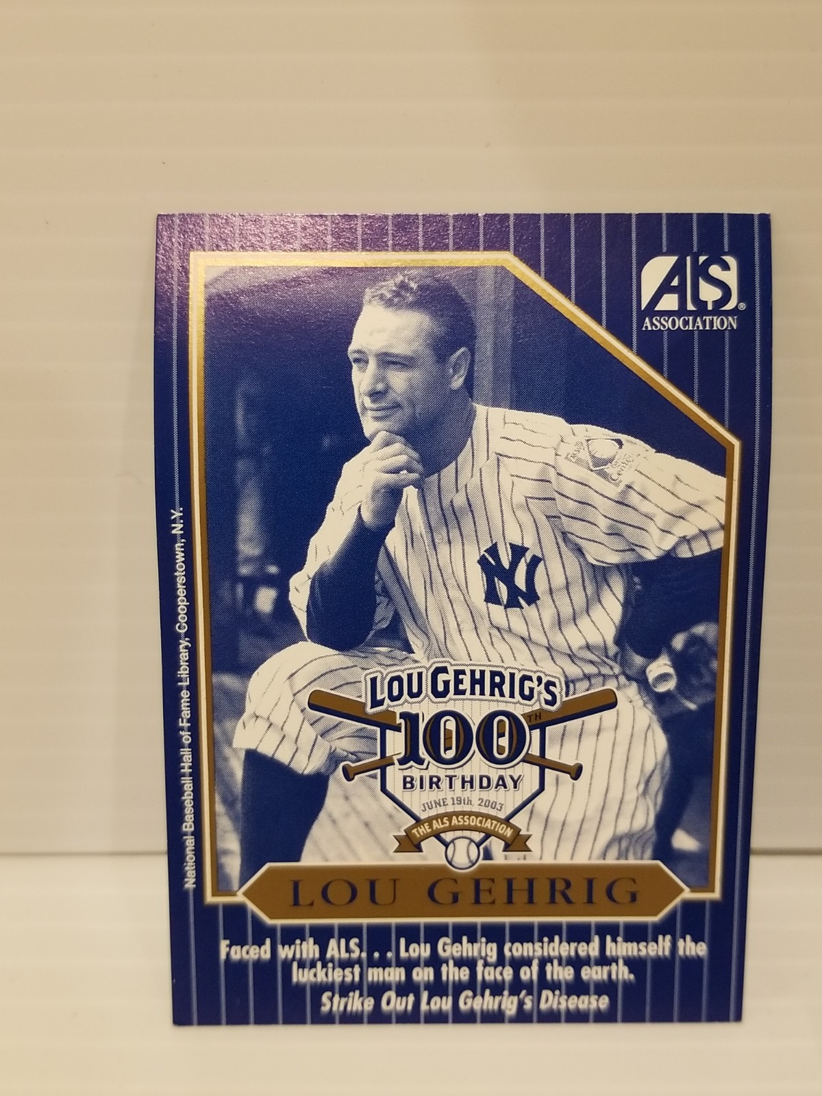 Lou Gehrig Scranton Wilkes-Barre SGA Bobblehead 100th Birthday 6/19/03 ALS Assoc