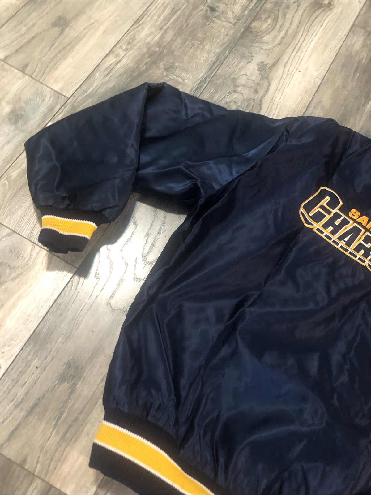 DeLong San Diego Chargers NFL Satin Jacket Double Sided Men’s XL Vintage 90s