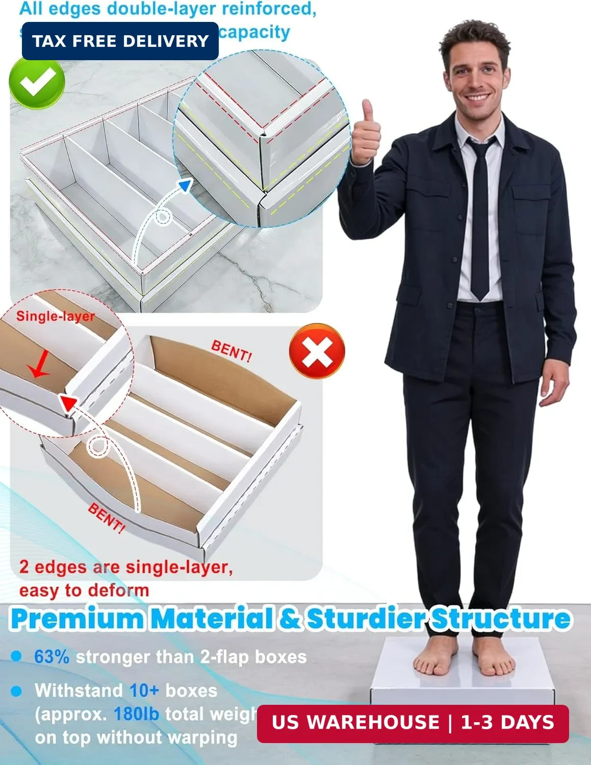 4-PACK Trading Card Storage Box -5 Row 5000ct TCG Corrugated Cardboard Storage B