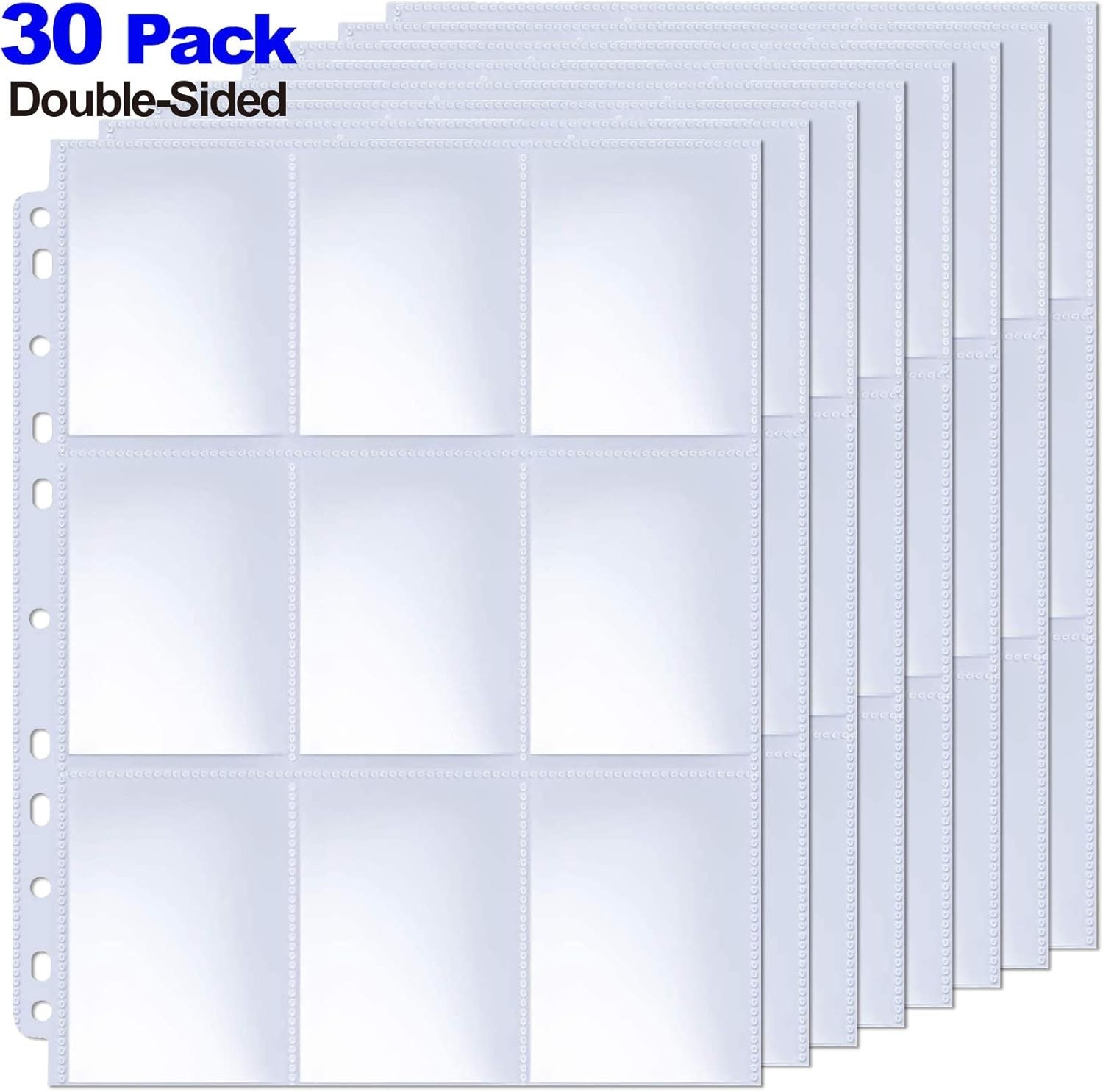 540 Pockets Double-Sided Trading Card Pages Sleeves 9-Pocket Clear Plastic Ga…