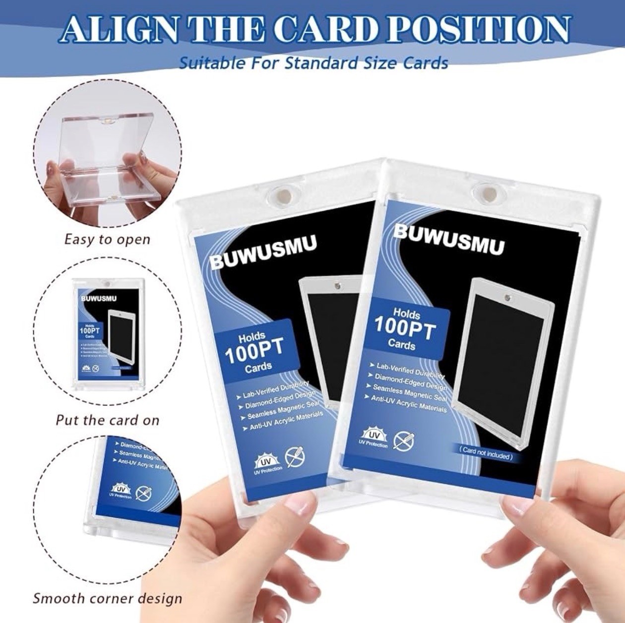 50 Pcs 100 Pt Acrylic Magnetic Card Holders One Touch Card Holder