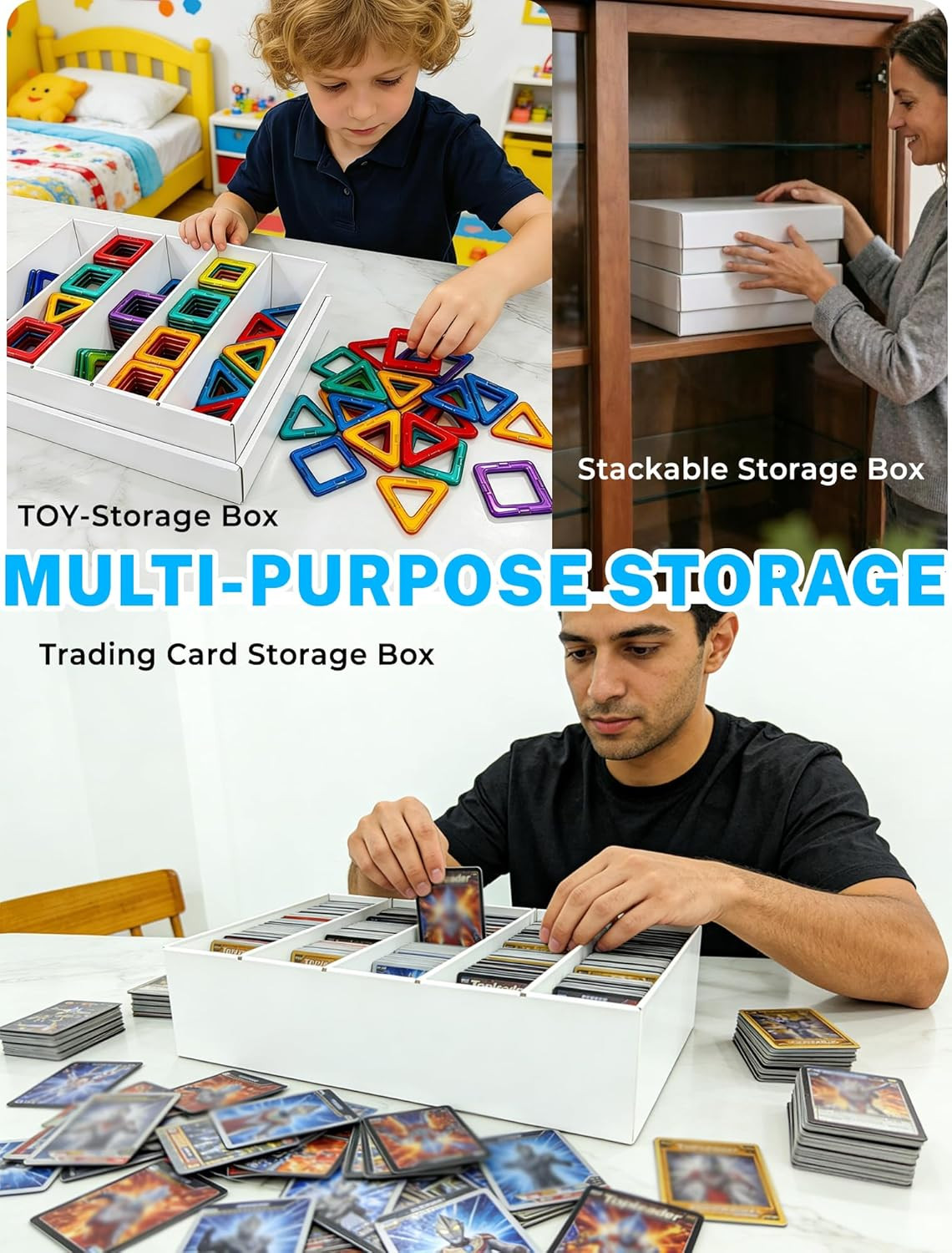4-PACK Trading Card Storage Box -5 Row 5000Ct TCG Corrugated Cardboard Storage B