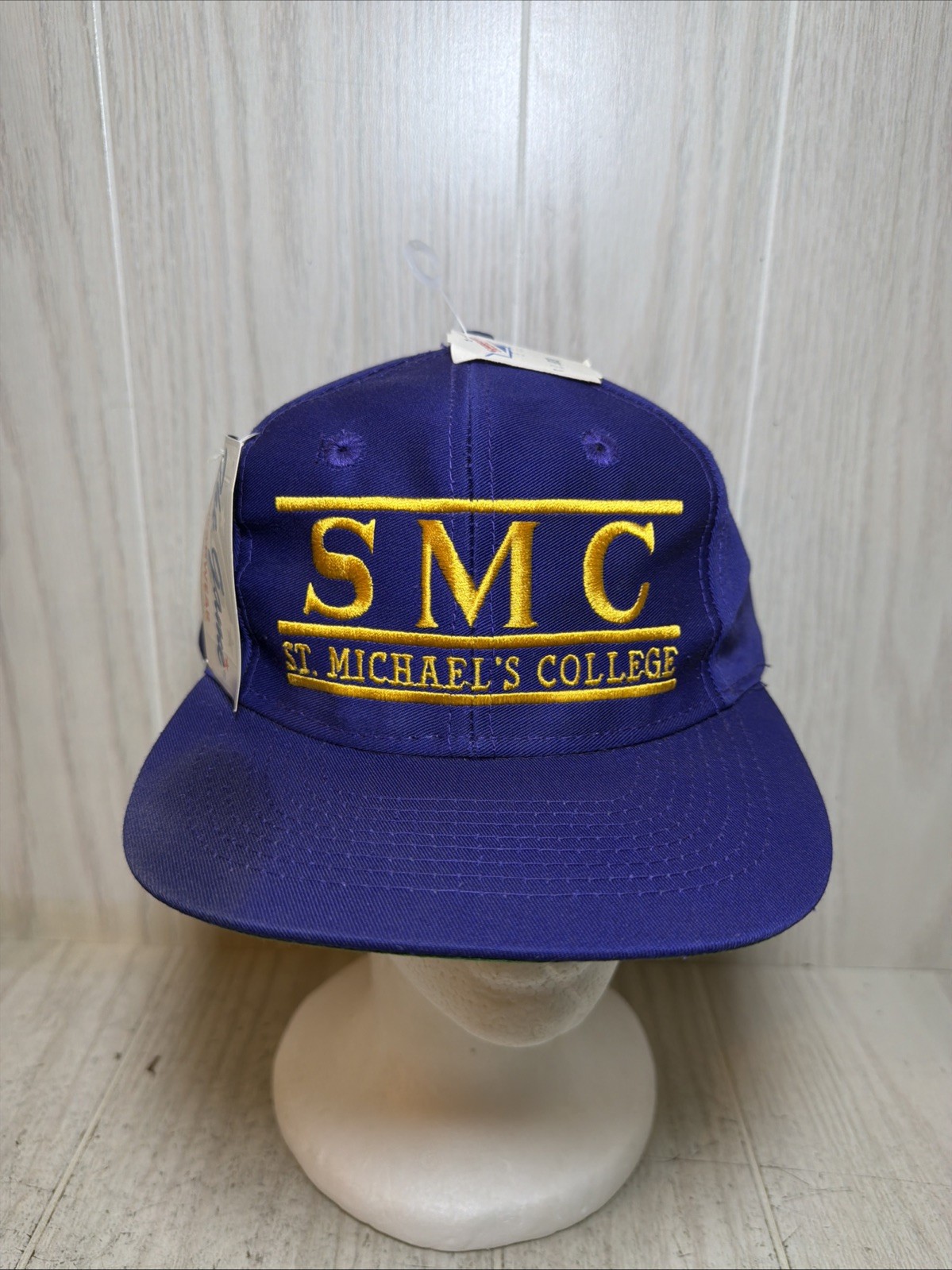 Vintage Yupoong St. Michael’s College Split Bar Snapback Hat Purple (FLAWS)