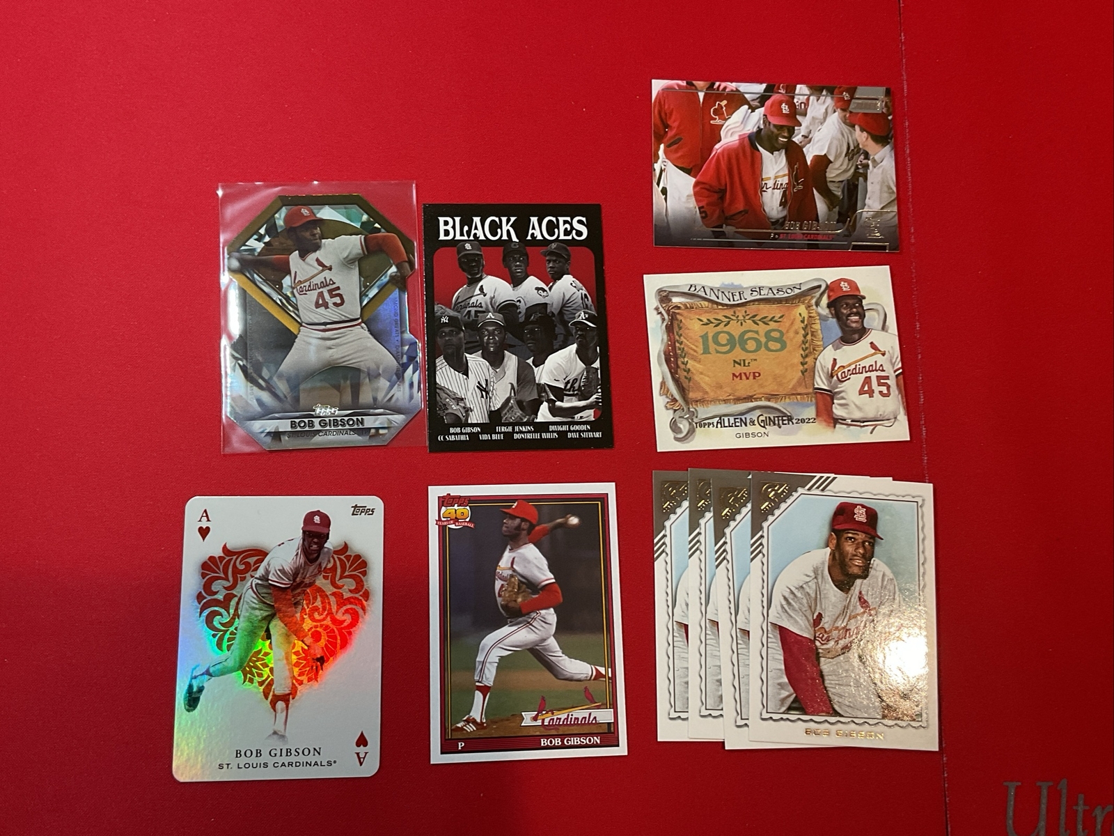 Bob Gibson (10 cards) lot MLB Hall of Famer AA-2 BS-1