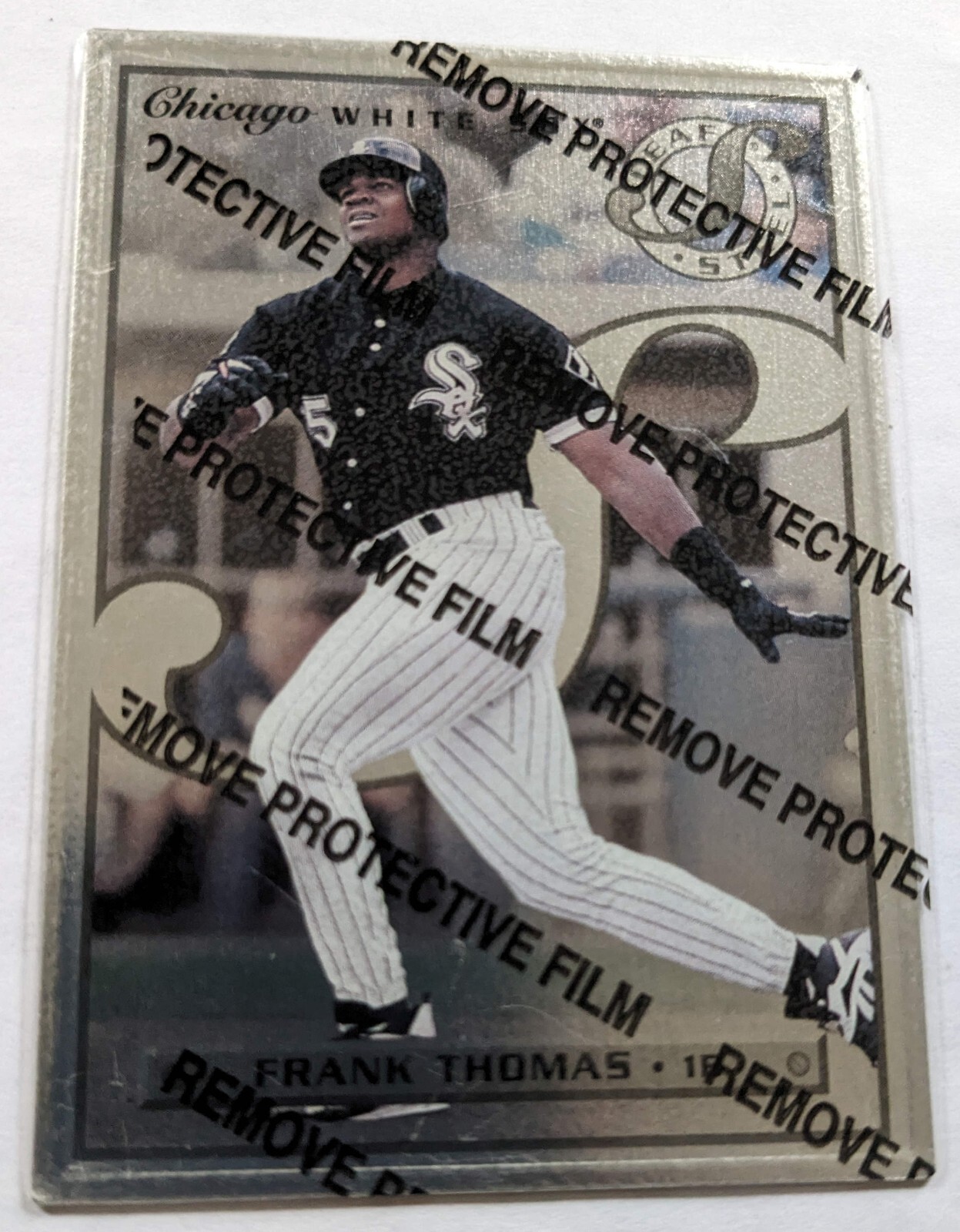 FRANK THOMAS, 1996 LEAF STEEL (METAL CARD) w/ PROTECTIVE FILM #1 of 77