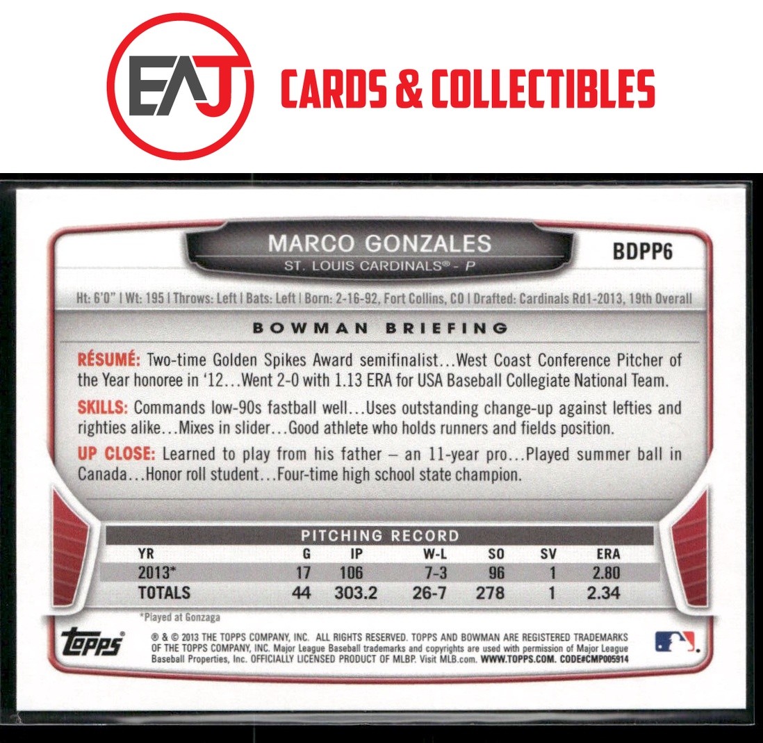Marco Gonzales 2013 Bowman Draft Picks & Prospects Draft Picks Silver Ice #BDPP6
