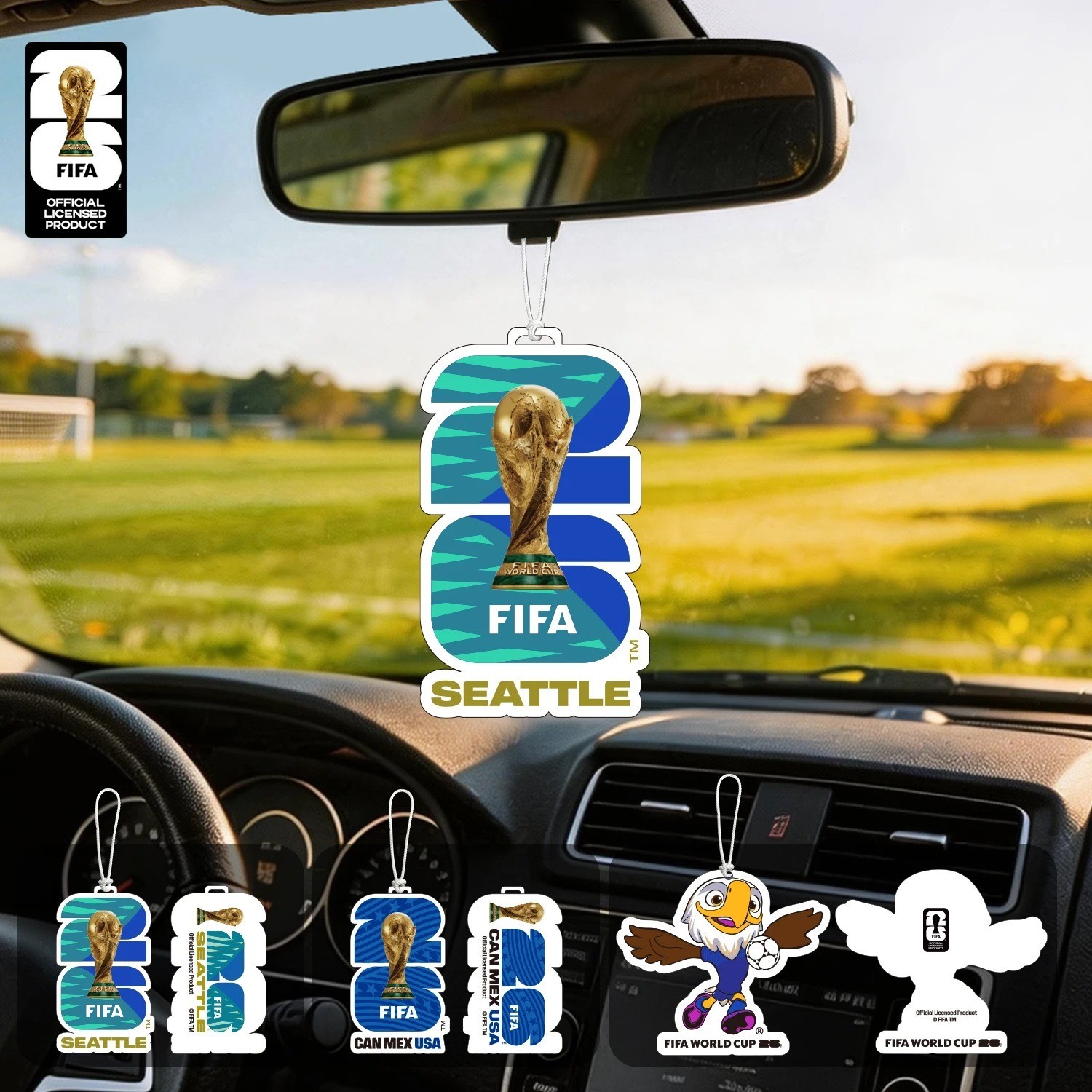 FIFA World Cup 2026 Official 3 Pack Car Air Freshener with Trophy Mascot & Host