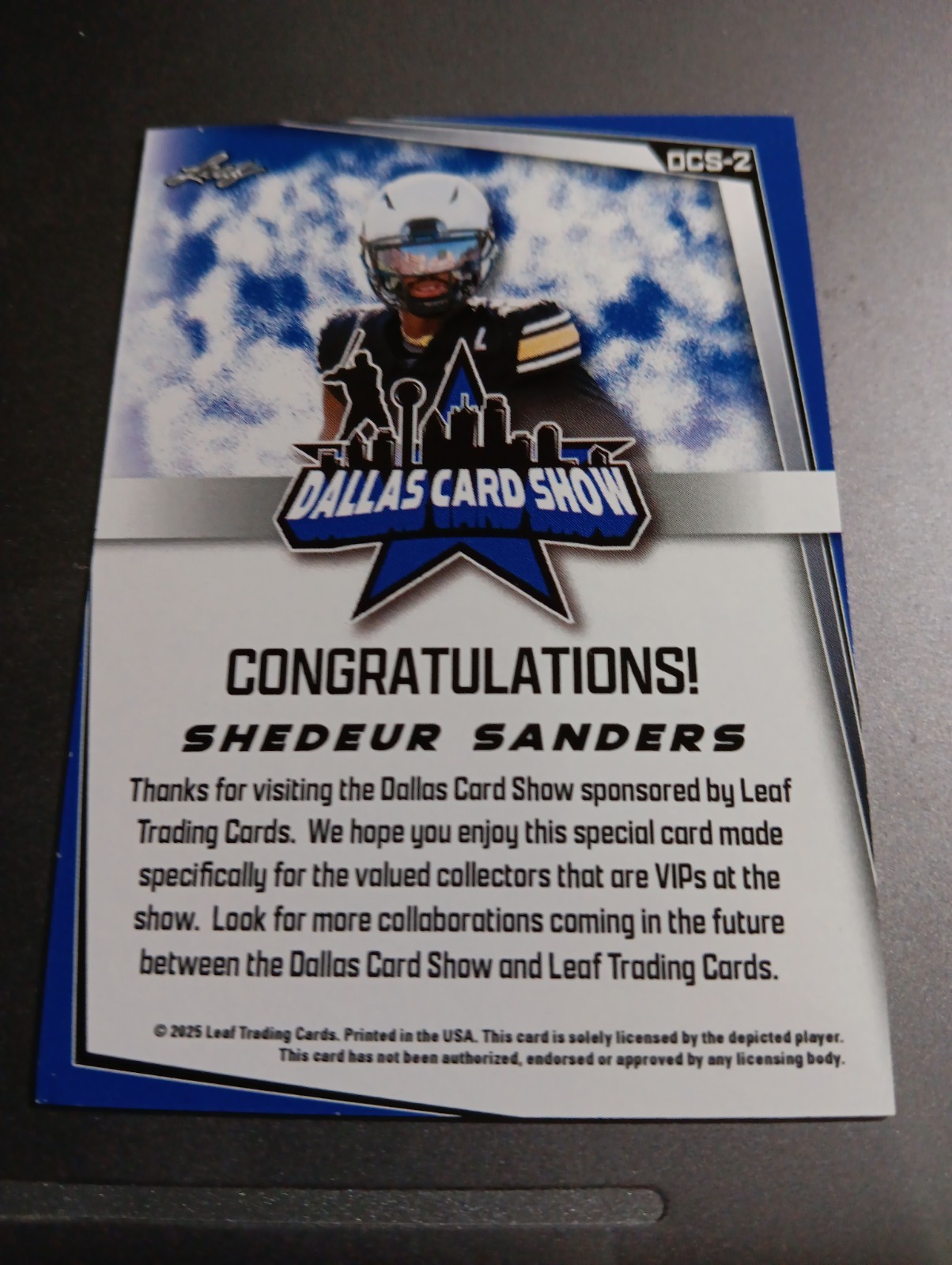 2025 Leaf Dallas Card Show Vip – Shedeur Sanders #DCS-2