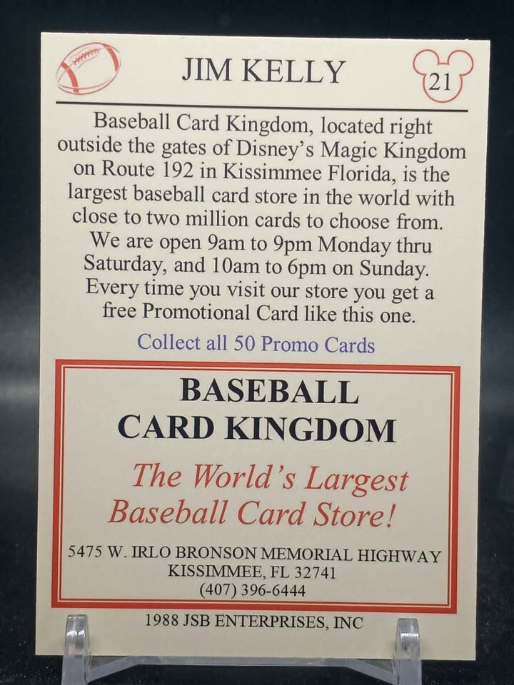Jim Kelly 1988 Baseball Card Kingdom Card USFL