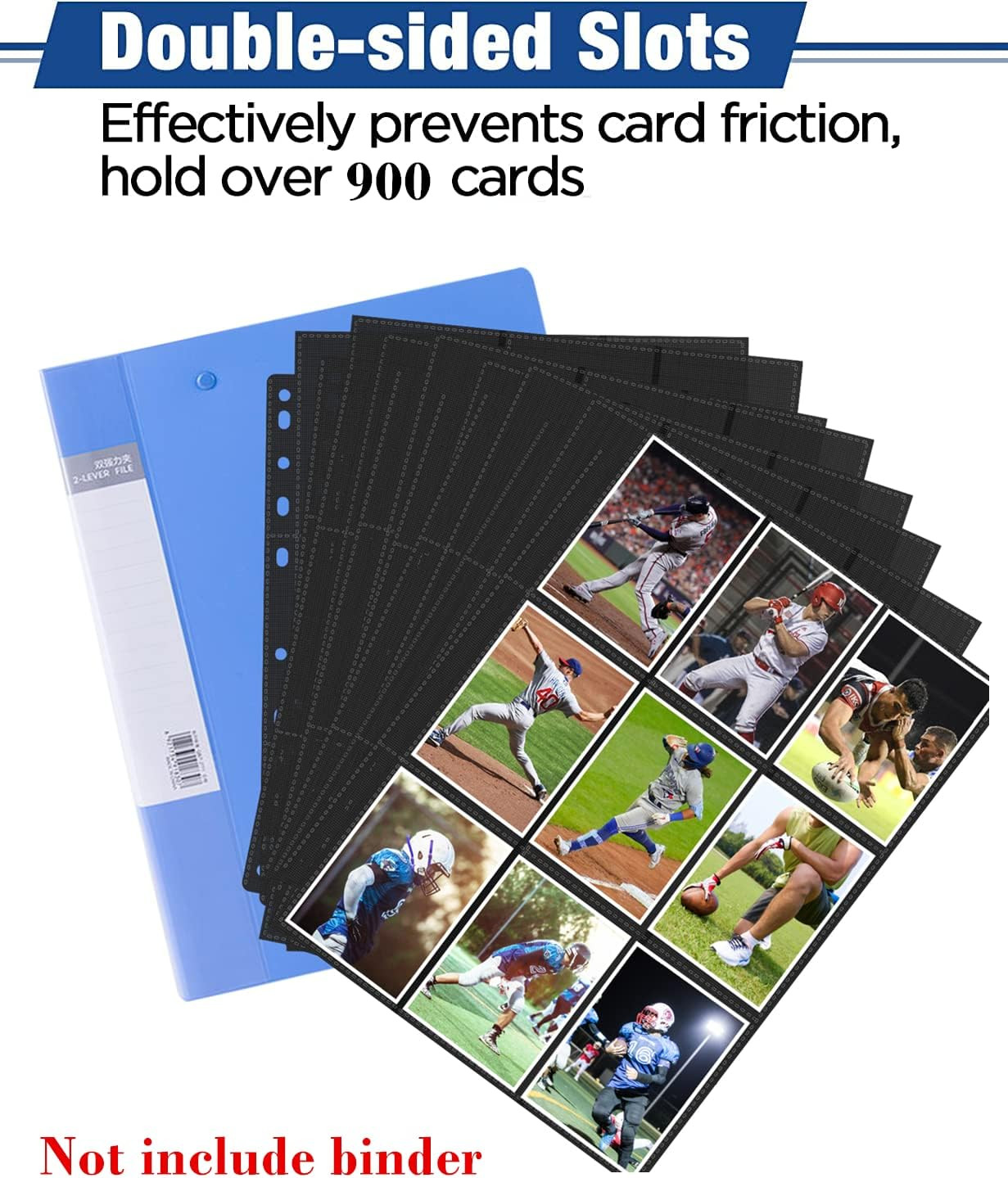 1800 Pockets Trading Card Sleeves Pages, Double-Sided Card Sleeves Binder Sheet