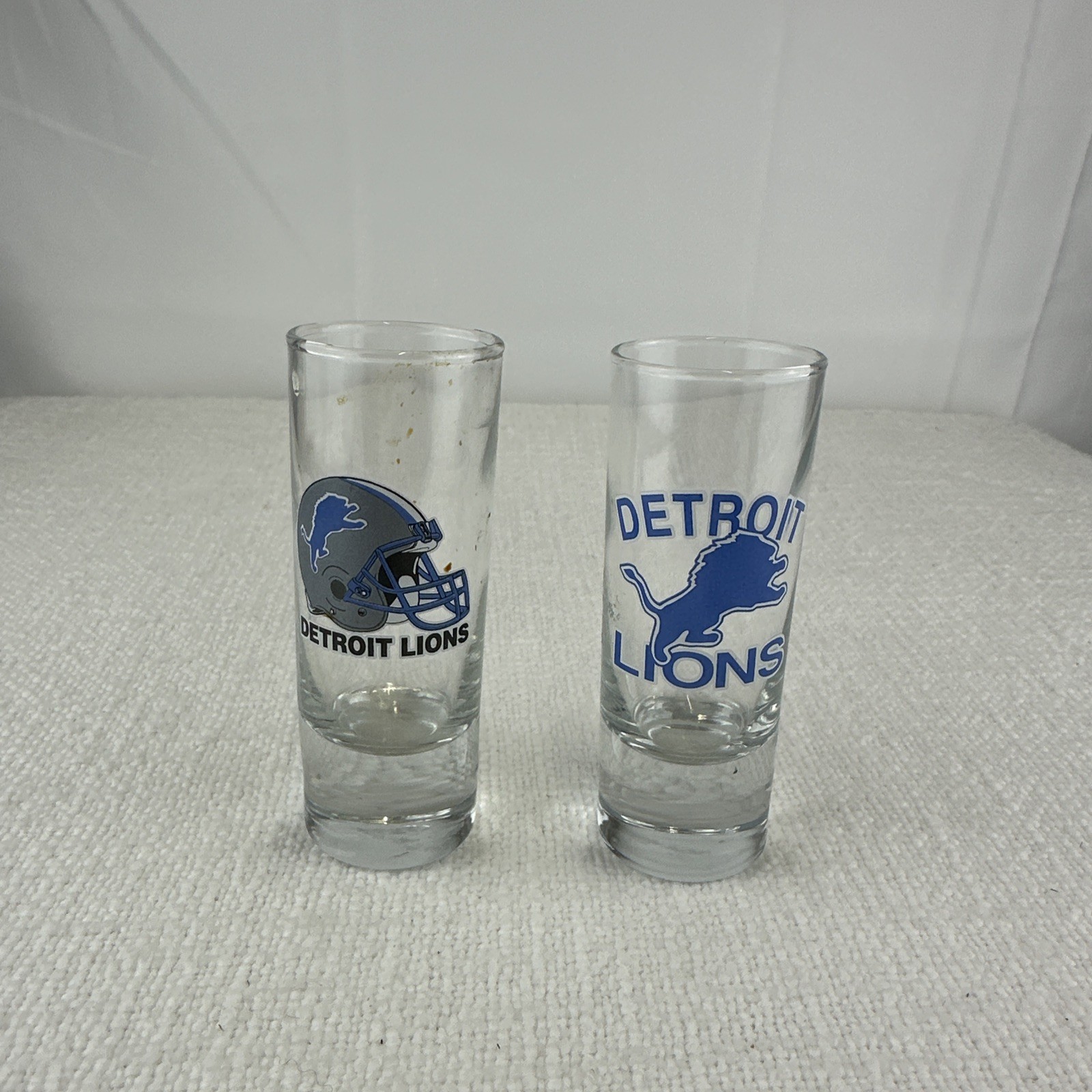 Set Of 2 Detroit Lions Logo Hype 2 Oz Shot Glasses NFL Fan Bar Party Gift