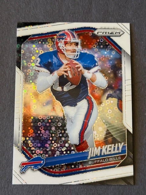 2025 Panini Prizm White Disco Prizm Jim Kelly Buffalo Bills 72 Insert Card