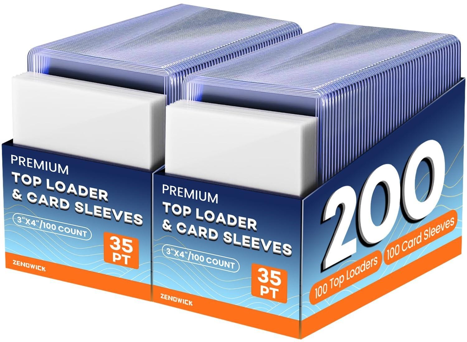 200 Card Sleeves Top Loaders for Cards, 3″ x 4″ Hard Plastic Toploaders, Basebal