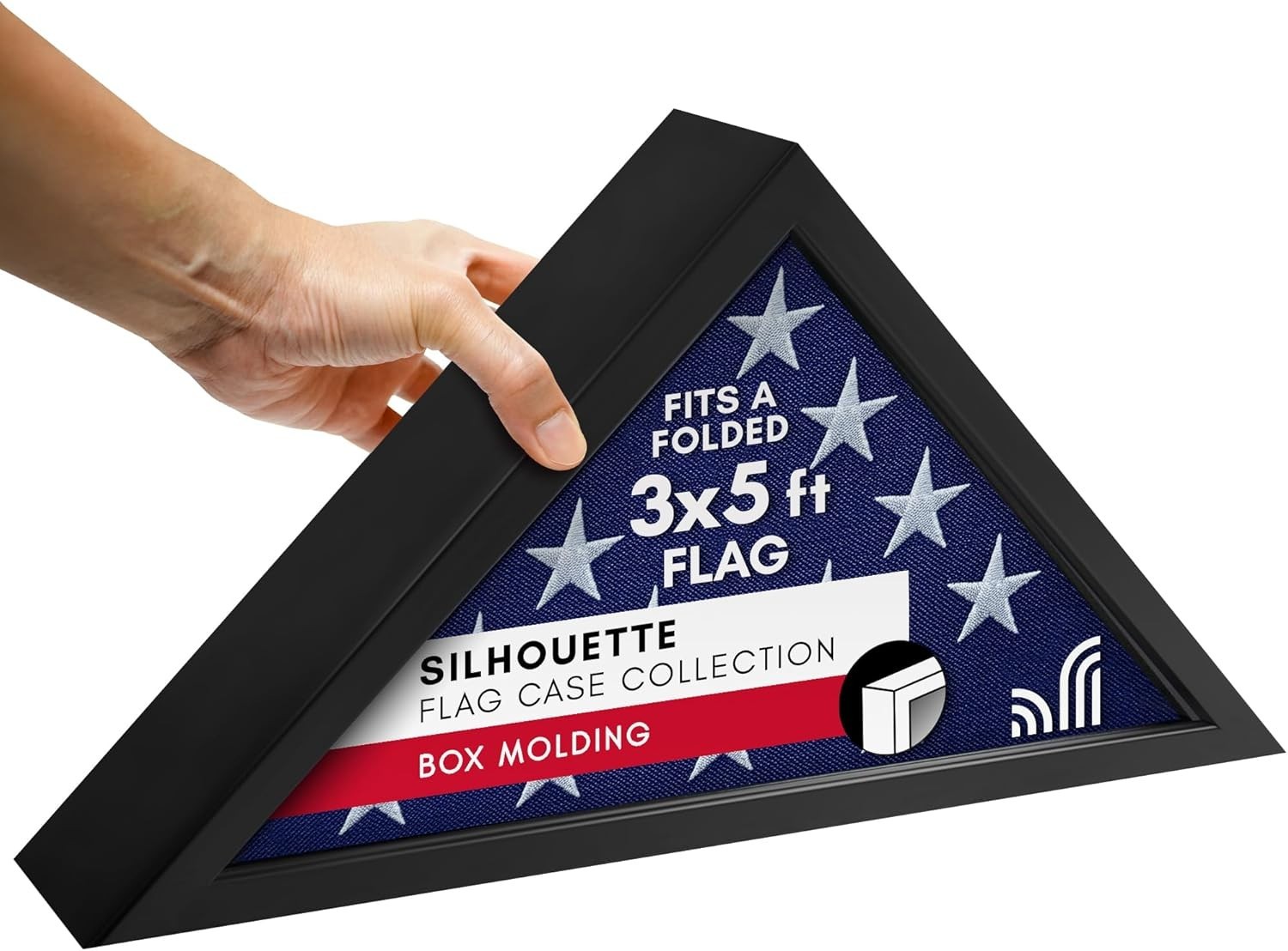 Flag Display Case for 3×5′ Folded Flags – Engineered Wood with Triangular Shape