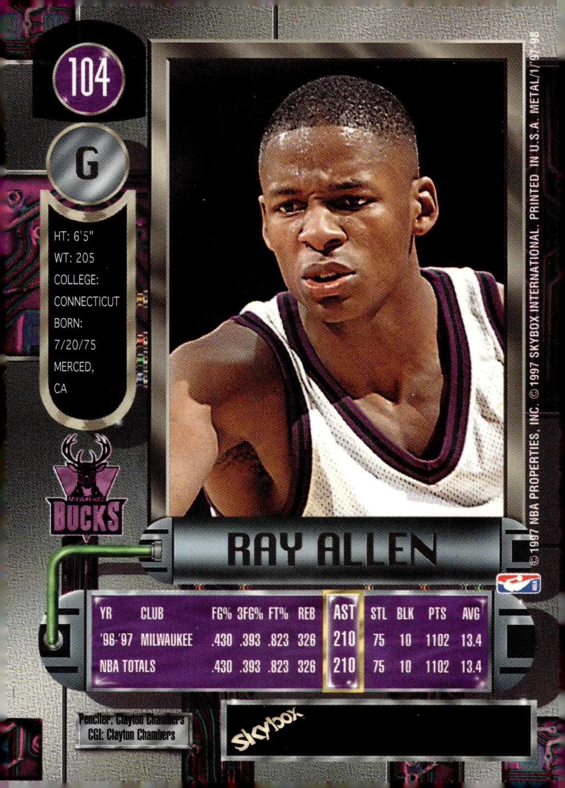 1997-98 Metal Universe #104 Ray Allen