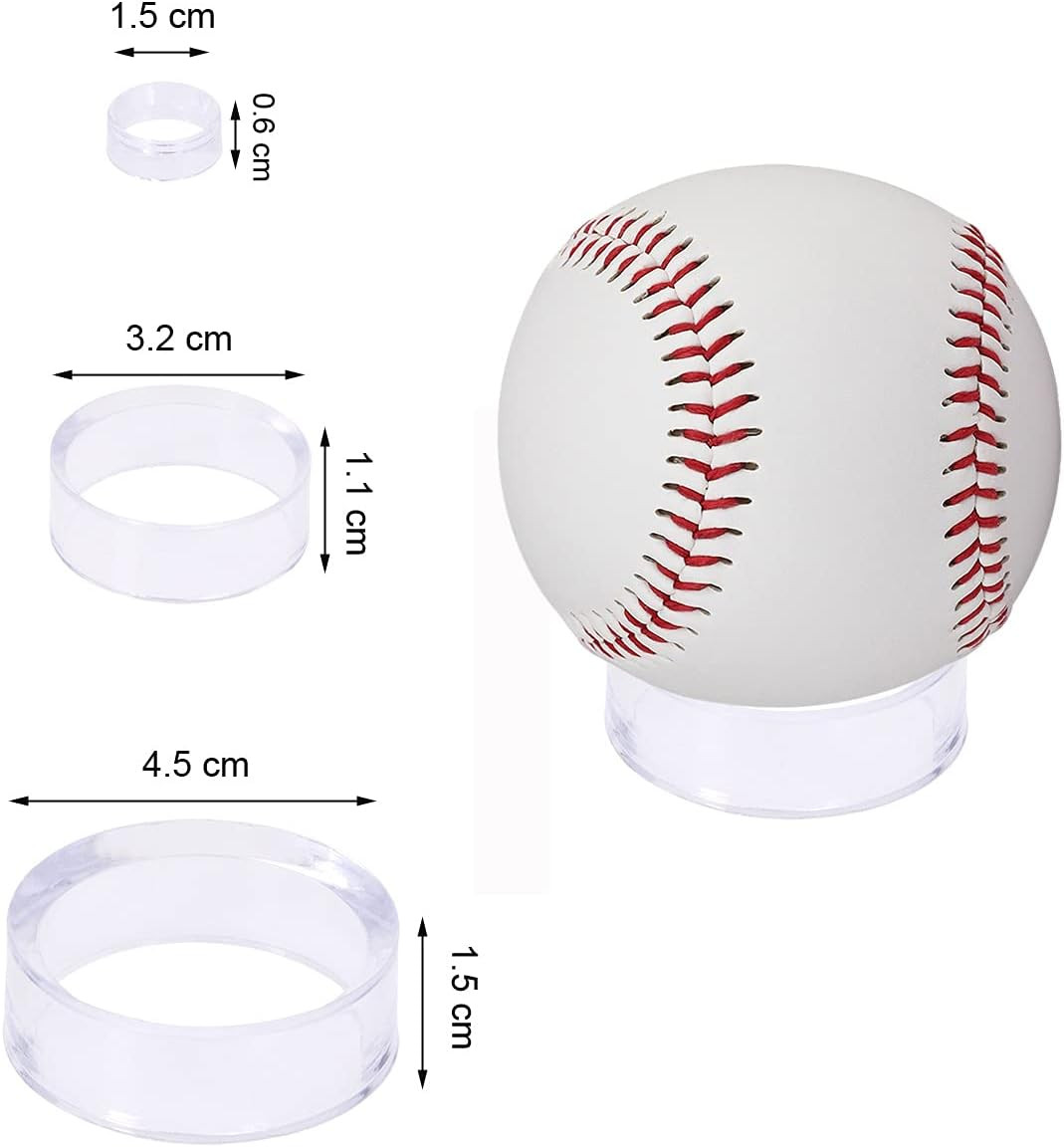 Acrylic Display Stand 12Pcs Clear round Plastic Baseball Ring Stands Holder Ease