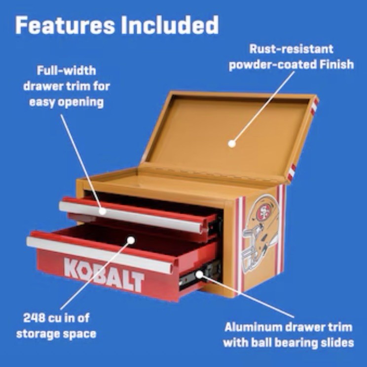 New Limited Edition NFL SF 49ers KOBALT Mini Toolbox Red & Gold Steel In Box