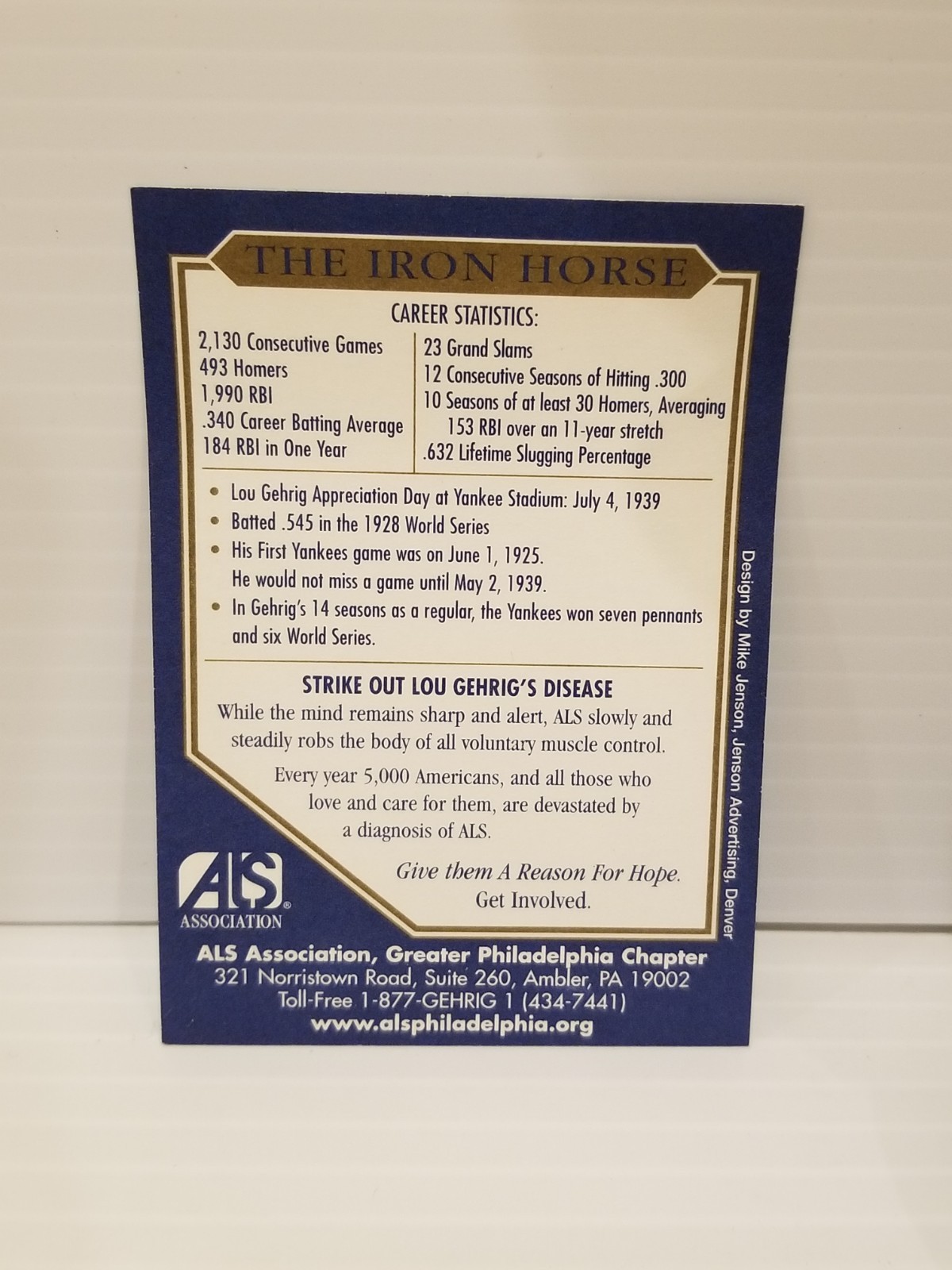Lou Gehrig Scranton Wilkes-Barre SGA Bobblehead 100th Birthday 6/19/03 ALS Assoc