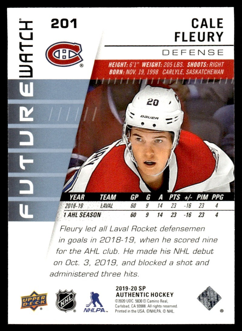 2019-20 SP Authentic Cale Fleury Rookie 938/999