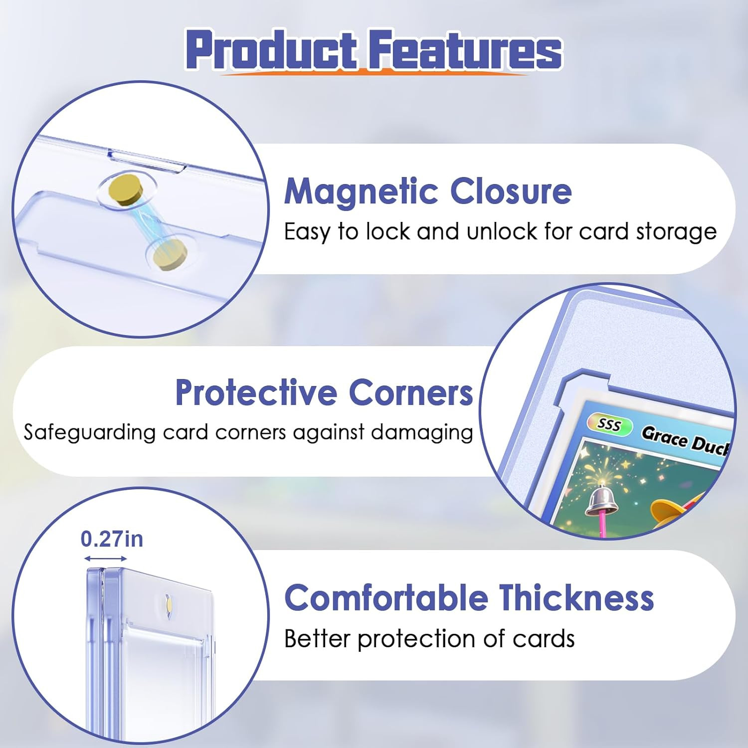 Kitoyz 24 Ct Magnetic Card Holder for Trading Cards, 35PT Baseball Card Case Ma